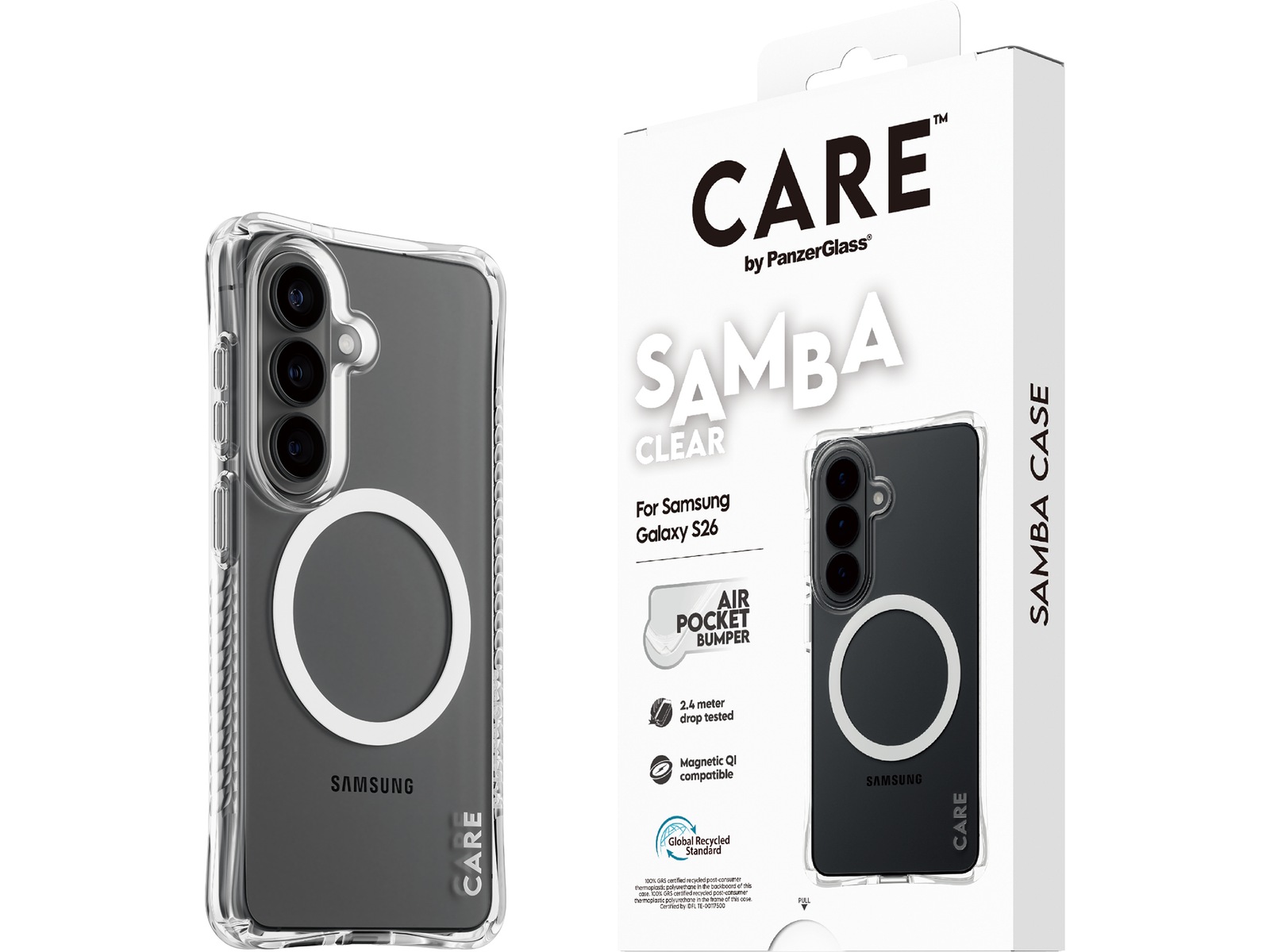 PanzerGlass CARE Galaxy S26 Samba Hardcase deksel (gjennomsiktig/hvit) Mobildeksel