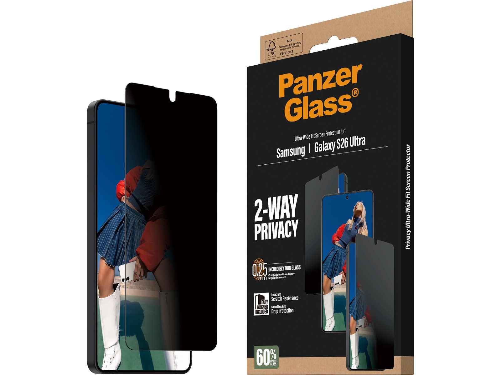 PanzerGlass Galaxy S26 Ultra 2-way Privacy Skjermbeskytter Skjermbeskytter
