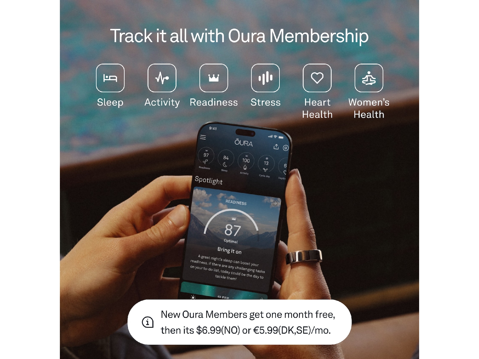 Oura Ring 4 Smart Ring str. 7 (børstet sølv) -B-Grade Demo tilbehør til mobiler & klokker