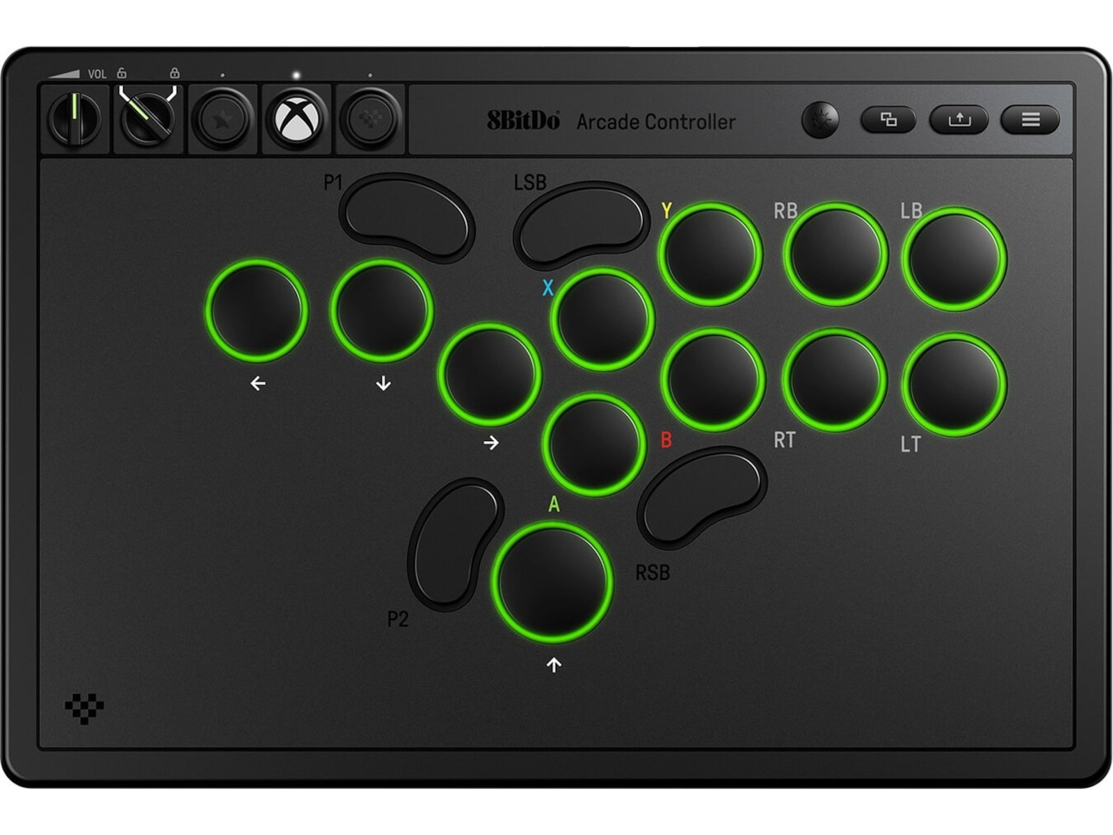 8BitDo arkadekontroller Xbox/PC (svart) Tilbehør til spillkonsoller