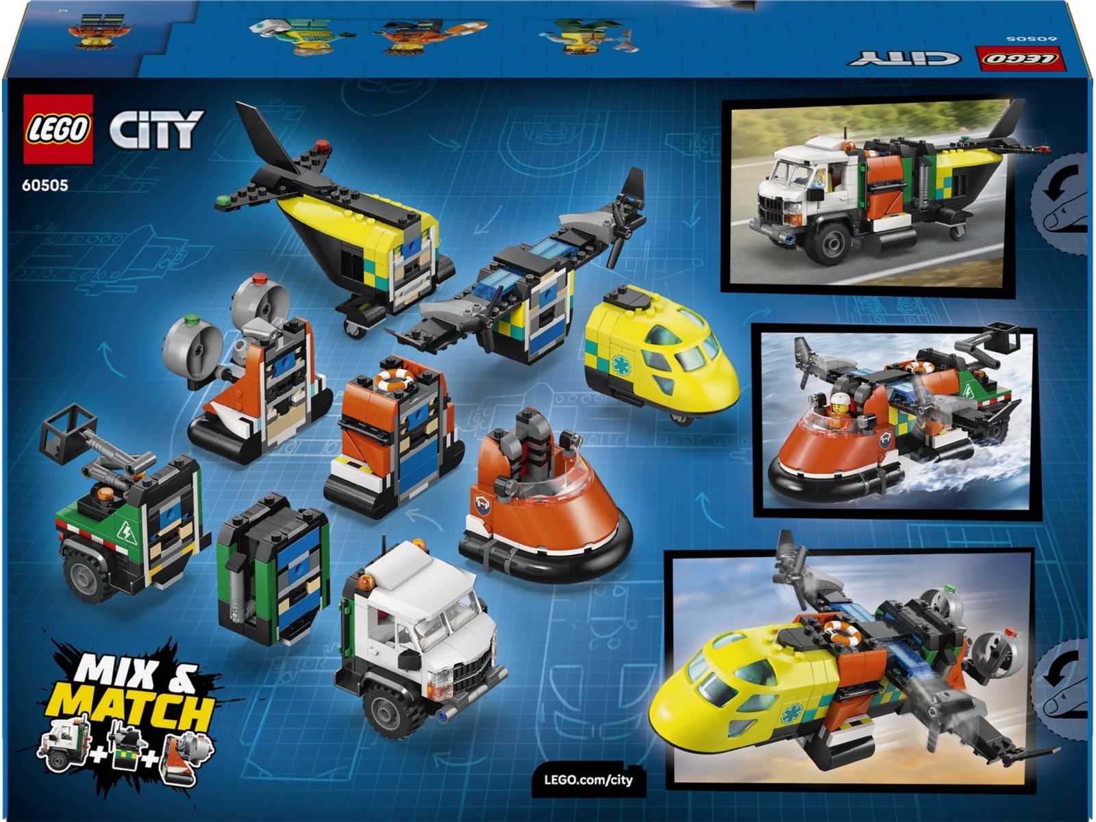 LEGO City Great Vehicles fly-, servicebil- og luftputebåt-remiks 60505 LEGO