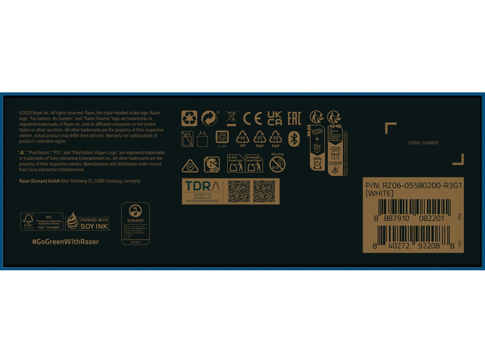 Razer Raiju V3 Pro trådløs kontroller for PS5 og PC (hvit) Tilbehør til spillkonsoller