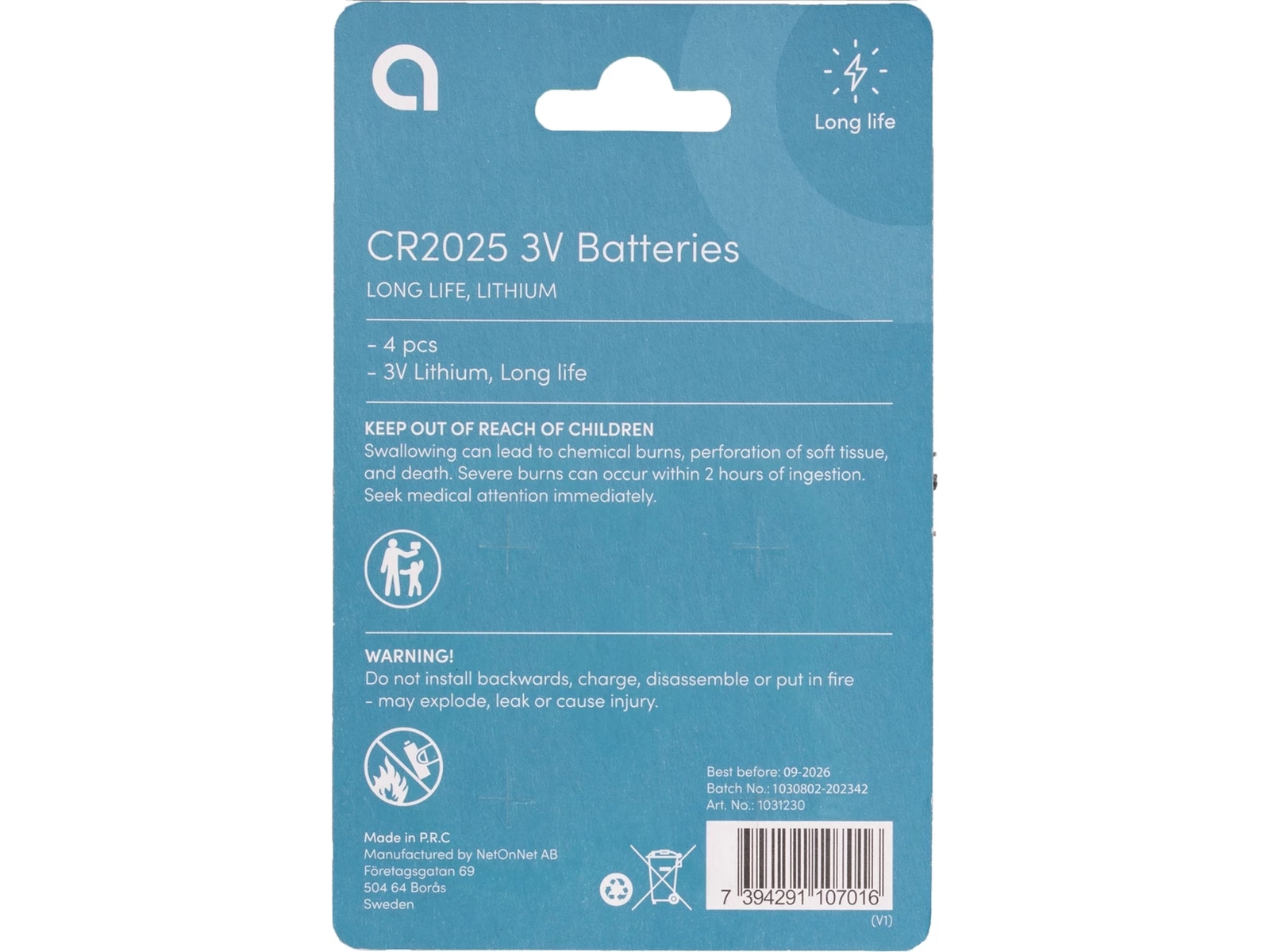 Andersson CR2025 knappcellebatterier 2x4-pk Batterier til generell bruk