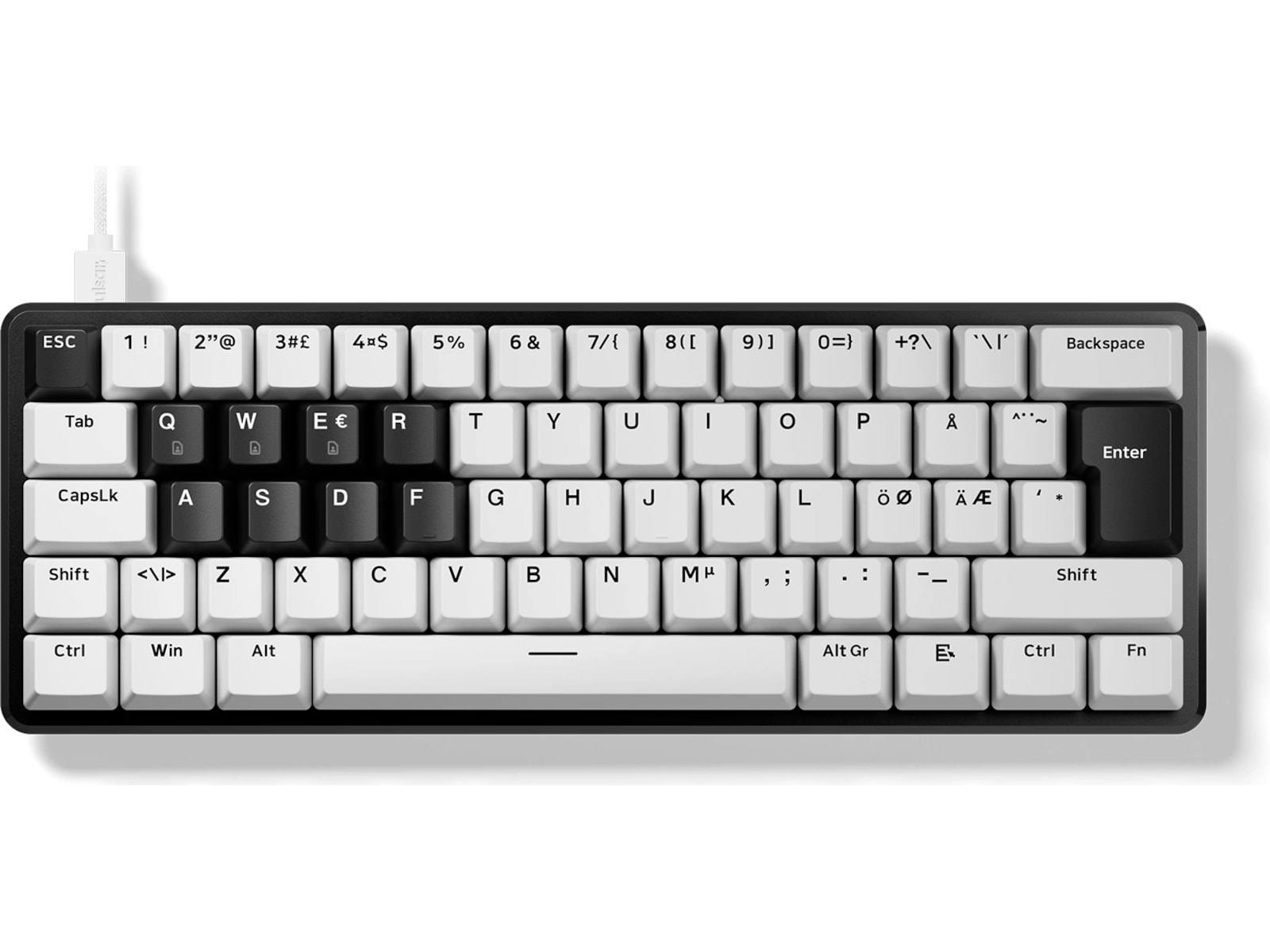 Pulsar PCMK 3 HE 60 tastatur, ISO nordisk, Hall-effekt (hvit) -B-Grade Demo tastatur