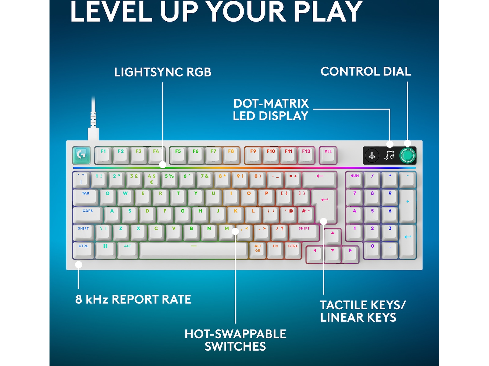Logitech G316 X 98 Gamingtastatur (hvit) Gamingtastatur
