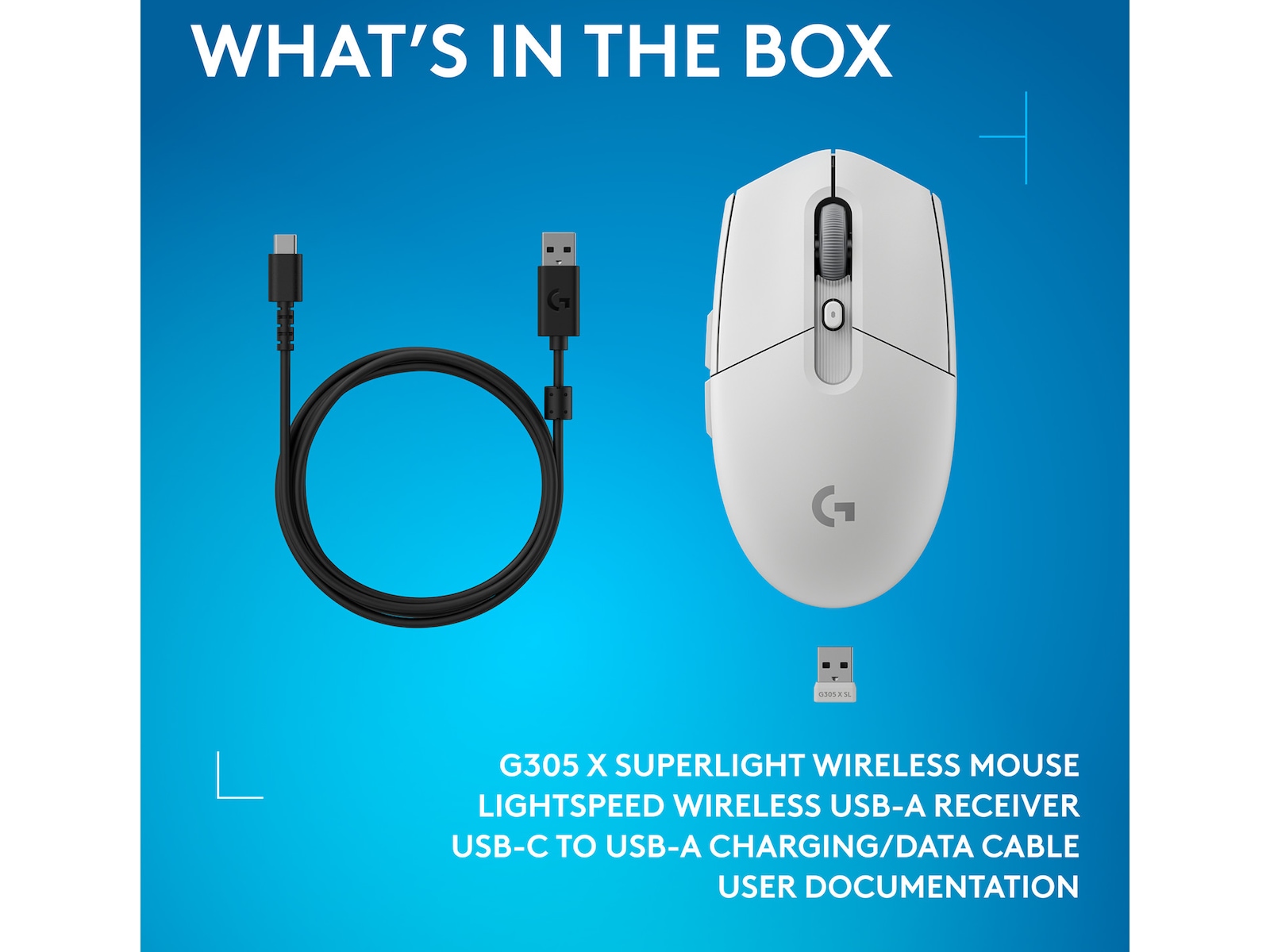 Logitech G305 X SUPERLIGHT Trådløs Gamingmus (hvit) Gamingmus