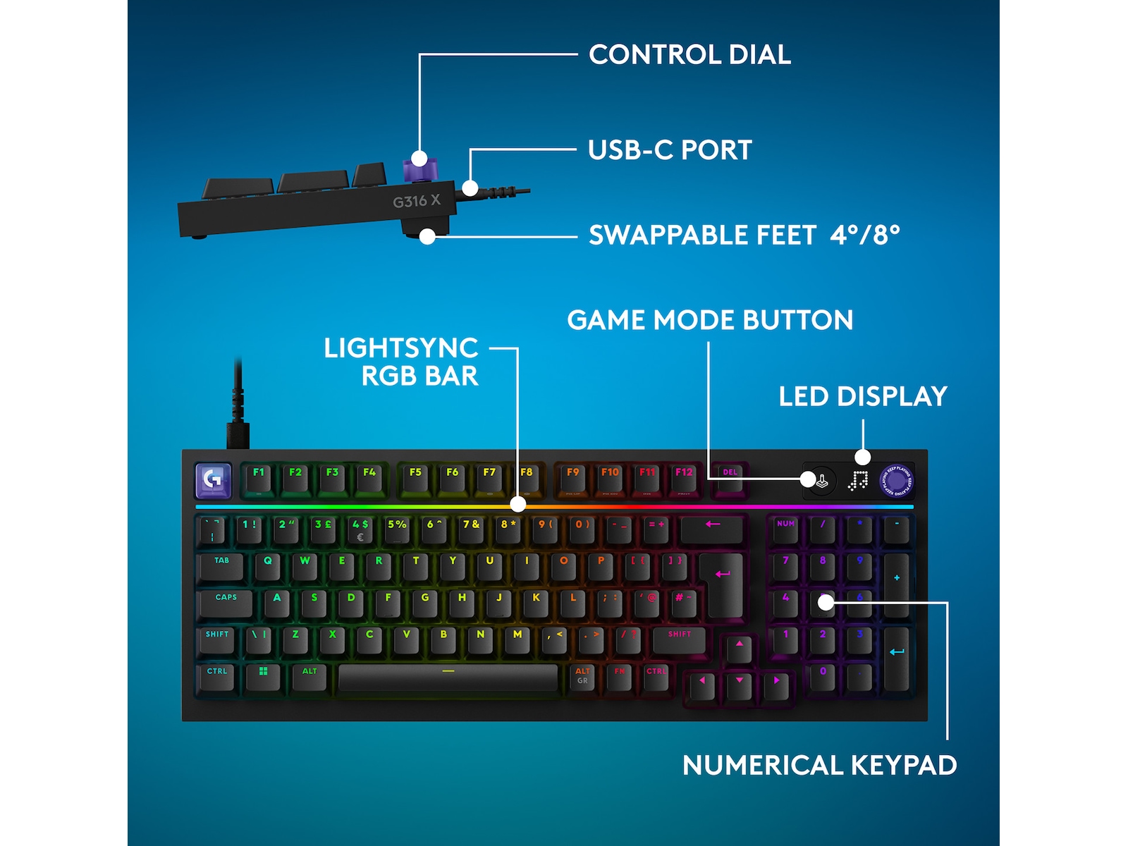 Logitech G316 X 98 Gamingtastatur (sort) Gamingtastatur