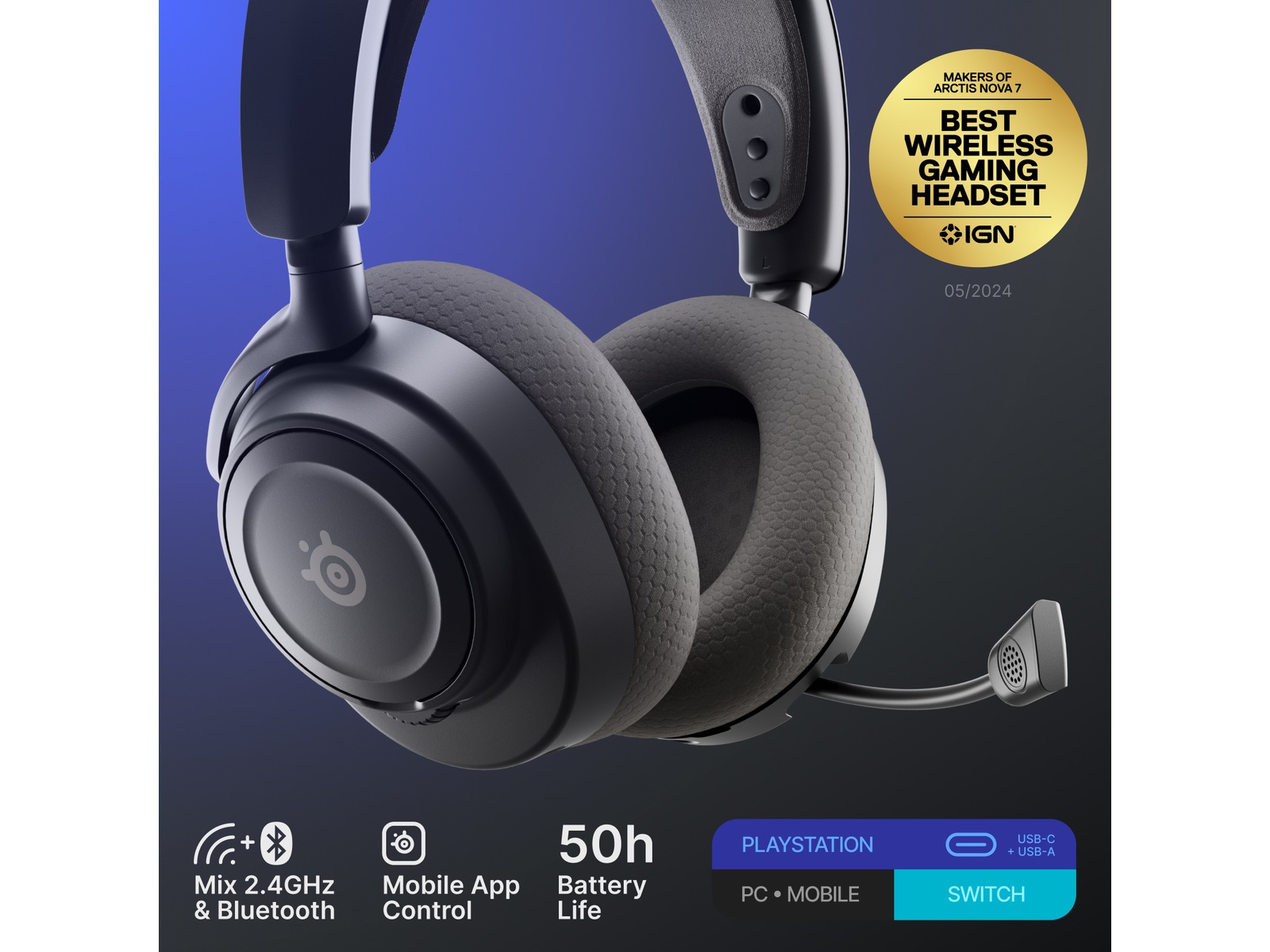SteelSeries Arctis Nova 7P Gen 2 Trådløst gamingheadset (svart) -B-Grade Demo headset