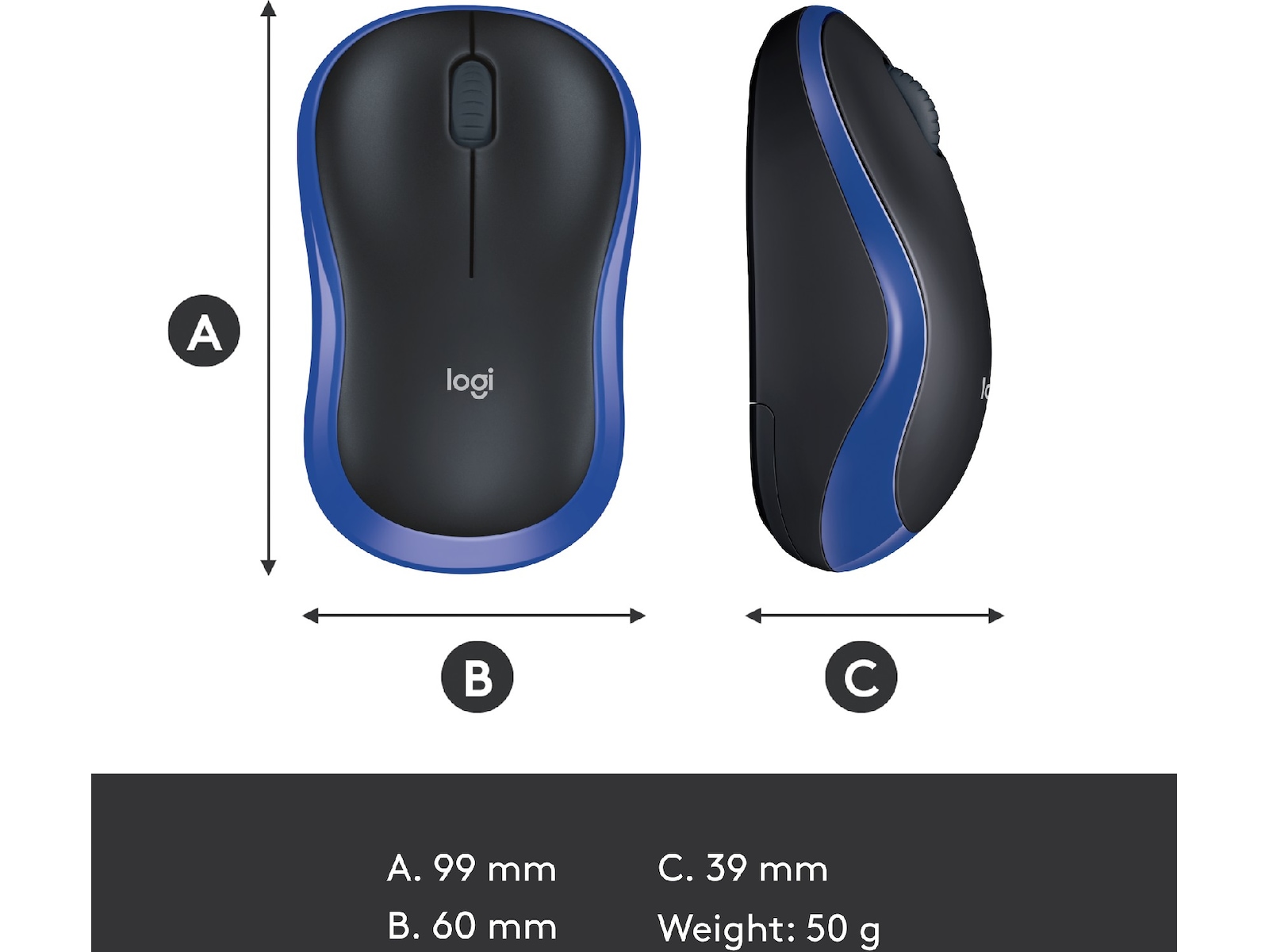 Logitech M185 Trådløs Mus Blå Mus
