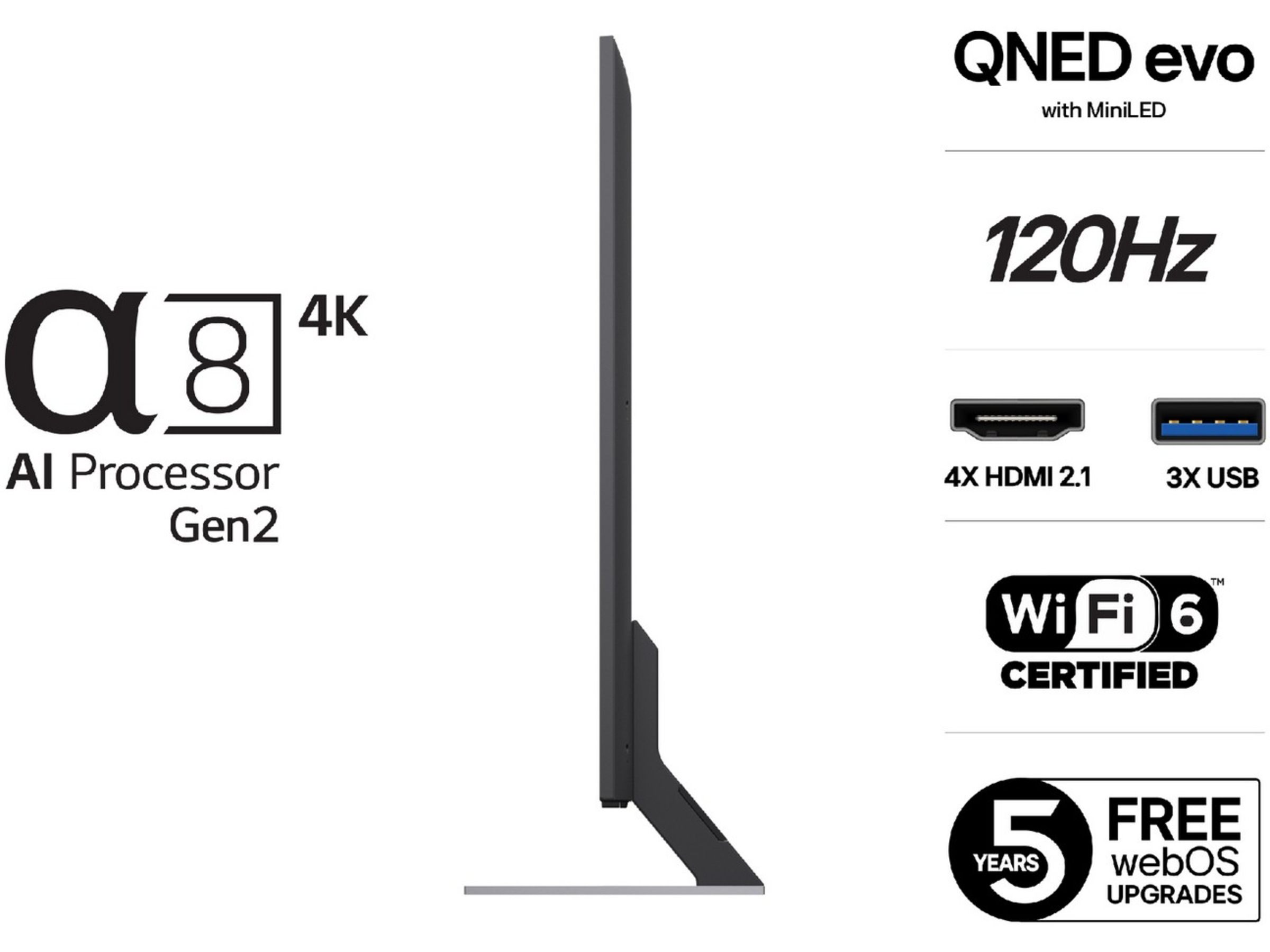 LG 55'' QNED85 evo AI MiniLED 4k Smart TV (2025) + Soundbar 50 - 59 tommer TV