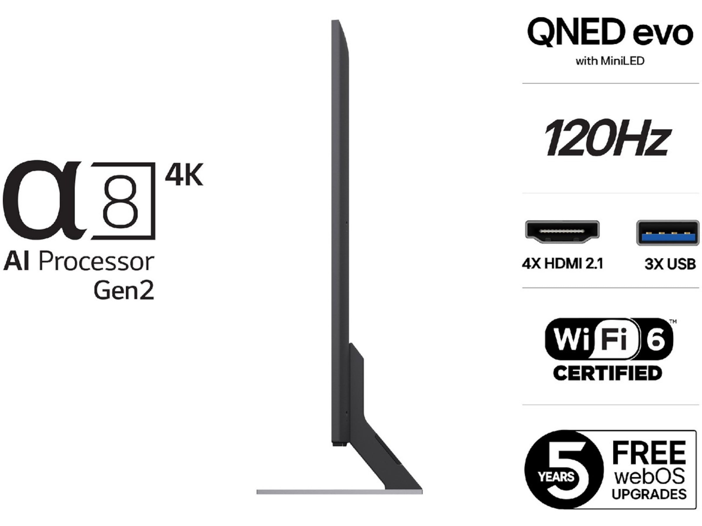 LG 55'' QNED85 evo AI MiniLED 4k Smart TV (2025) + Soundbar 50 - 59 tommer TV