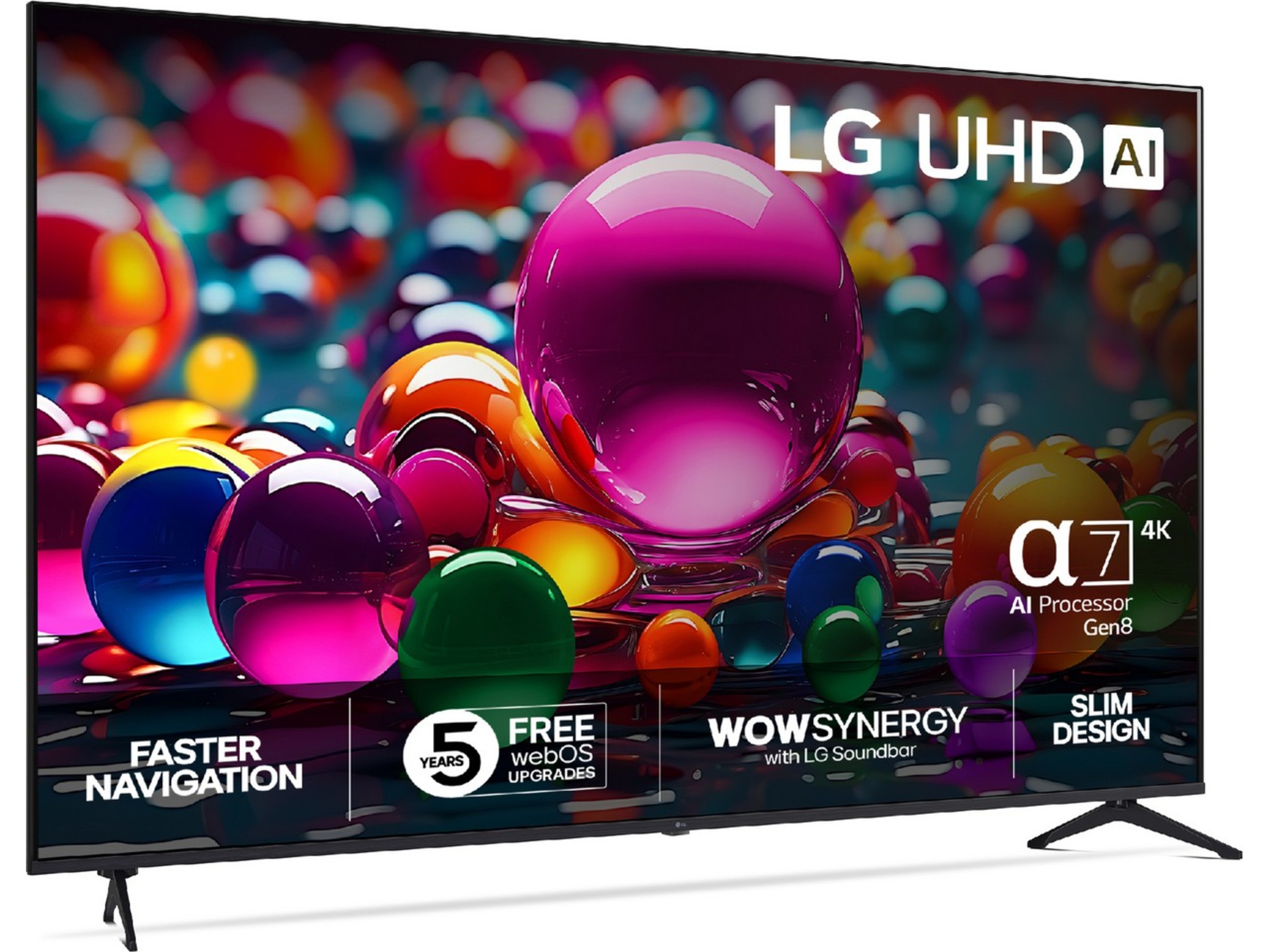 LG 86'' UA75 AI 4k Smart TV (2025) + NS60 lydplanke Over 80 tommer TV
