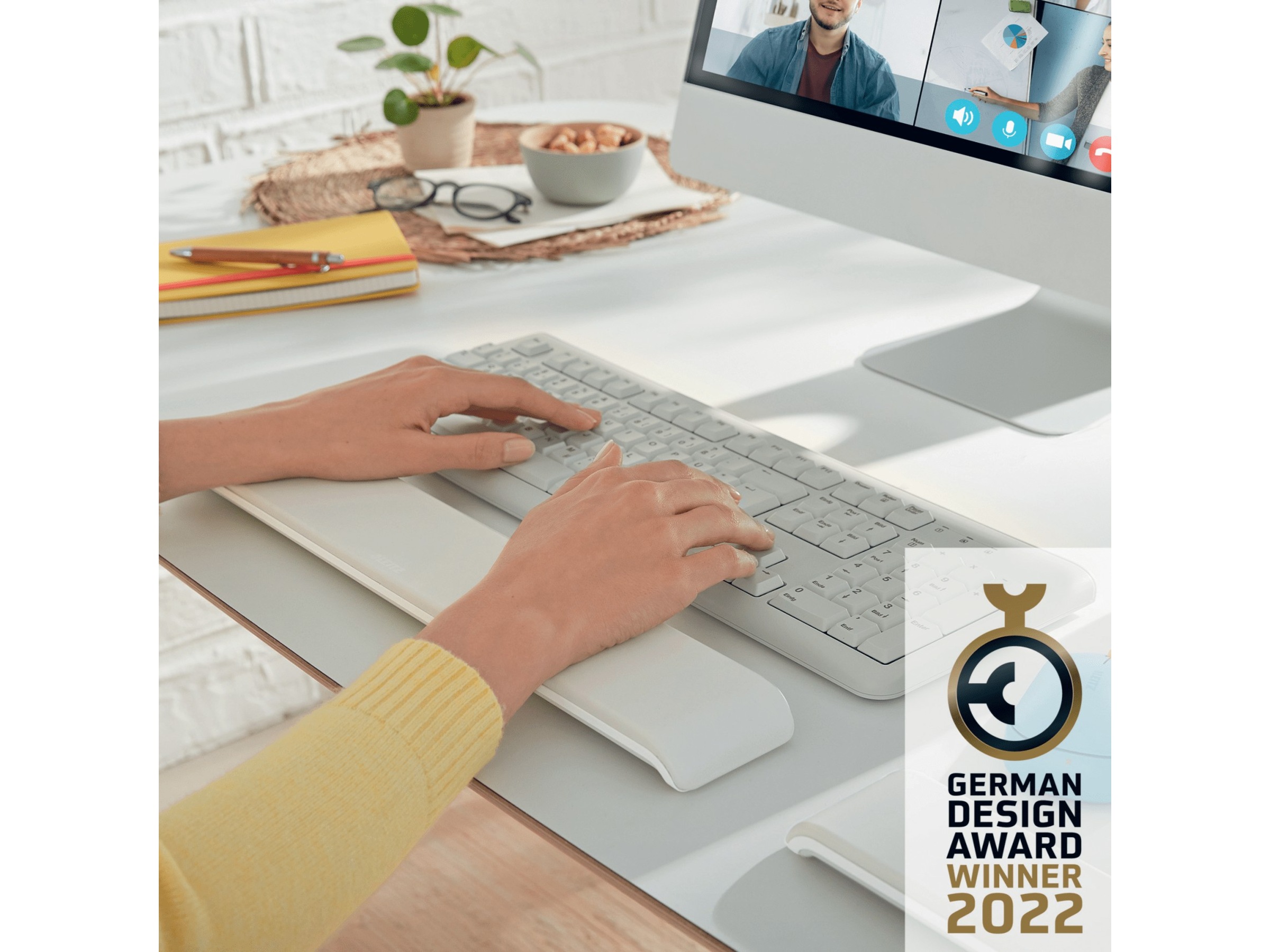 Leitz Ergo Cosy Håndleddsstøtte for tastatur (lys grå) Håndleddstøtte