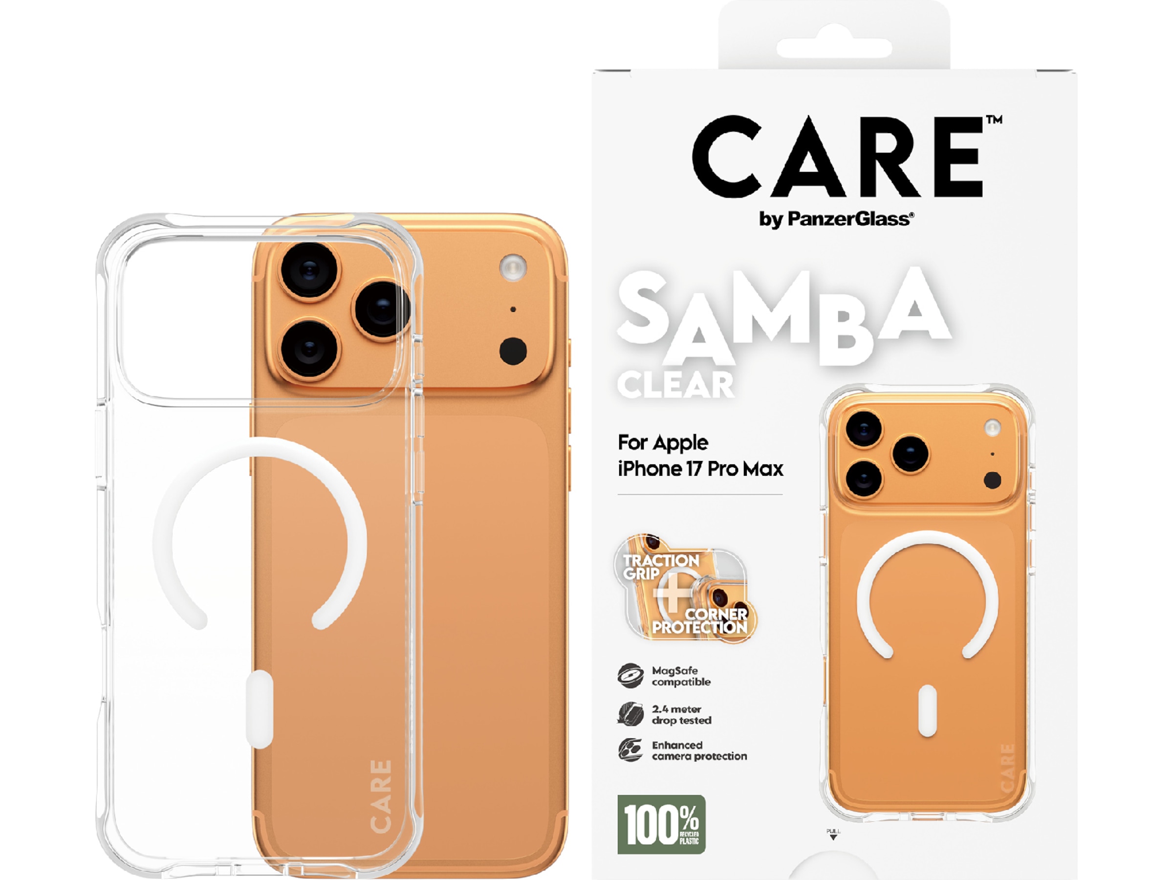 PanzerGlass CARE iPhone 17 Pro Max Samba Hardcase deksel (gjennomsiktig/hvit) Mobildeksel