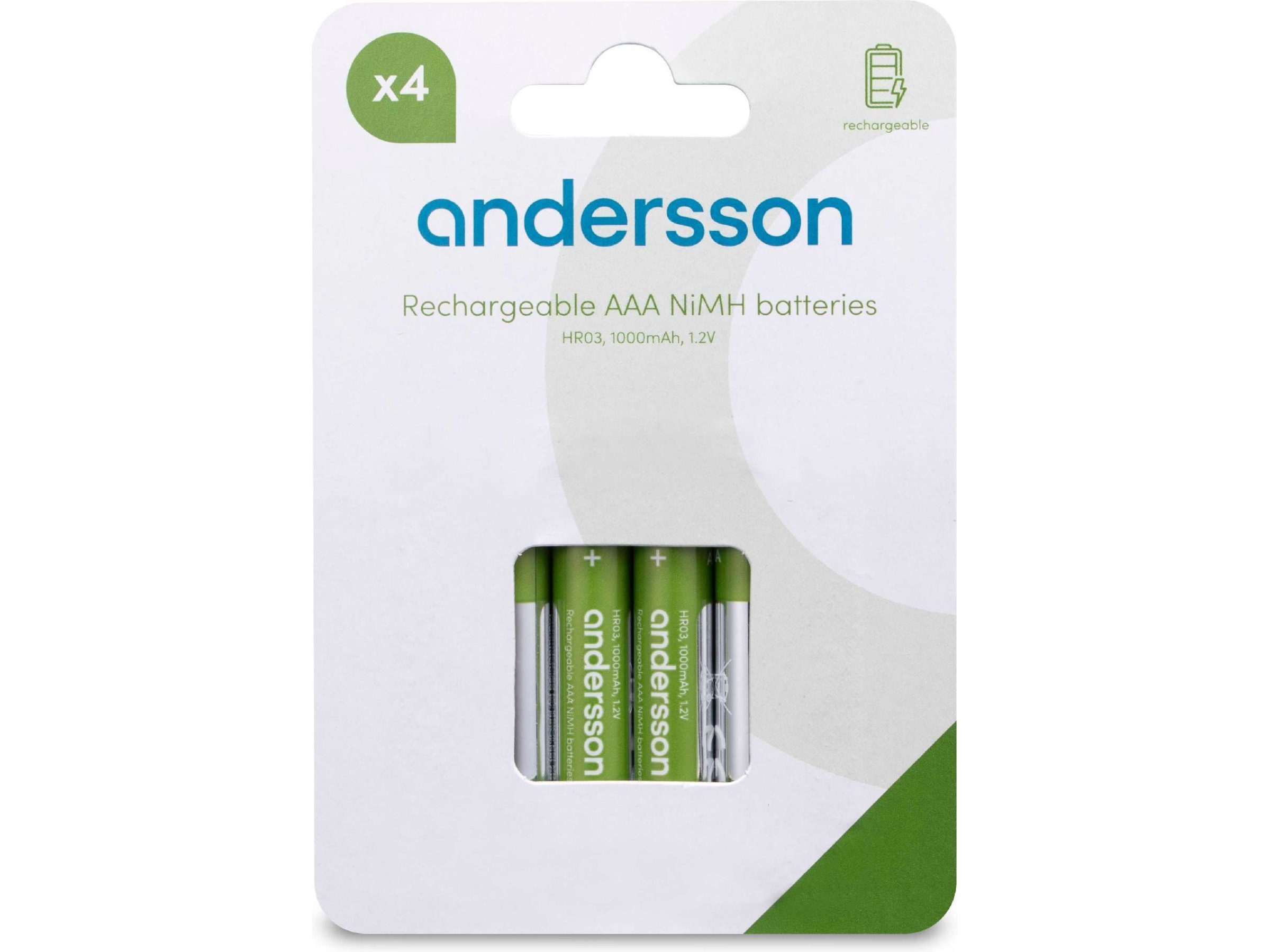 Andersson oppladbare AAA batteri, 2x4-pk Batterier til generell bruk