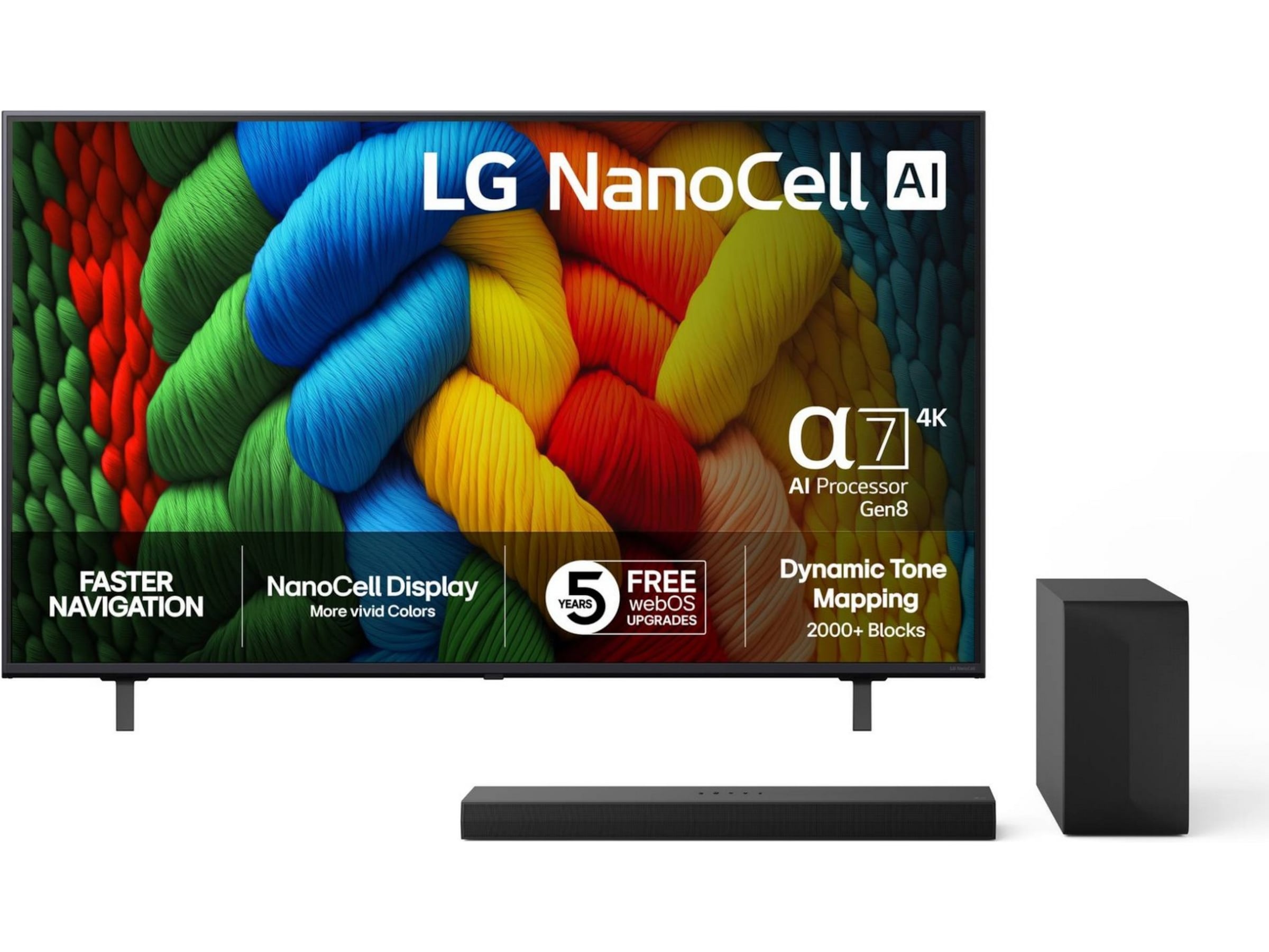 LG 50'' Nano AI 4K 50NANO80A (2025) + Soundbar 50 - 59 tommer TV