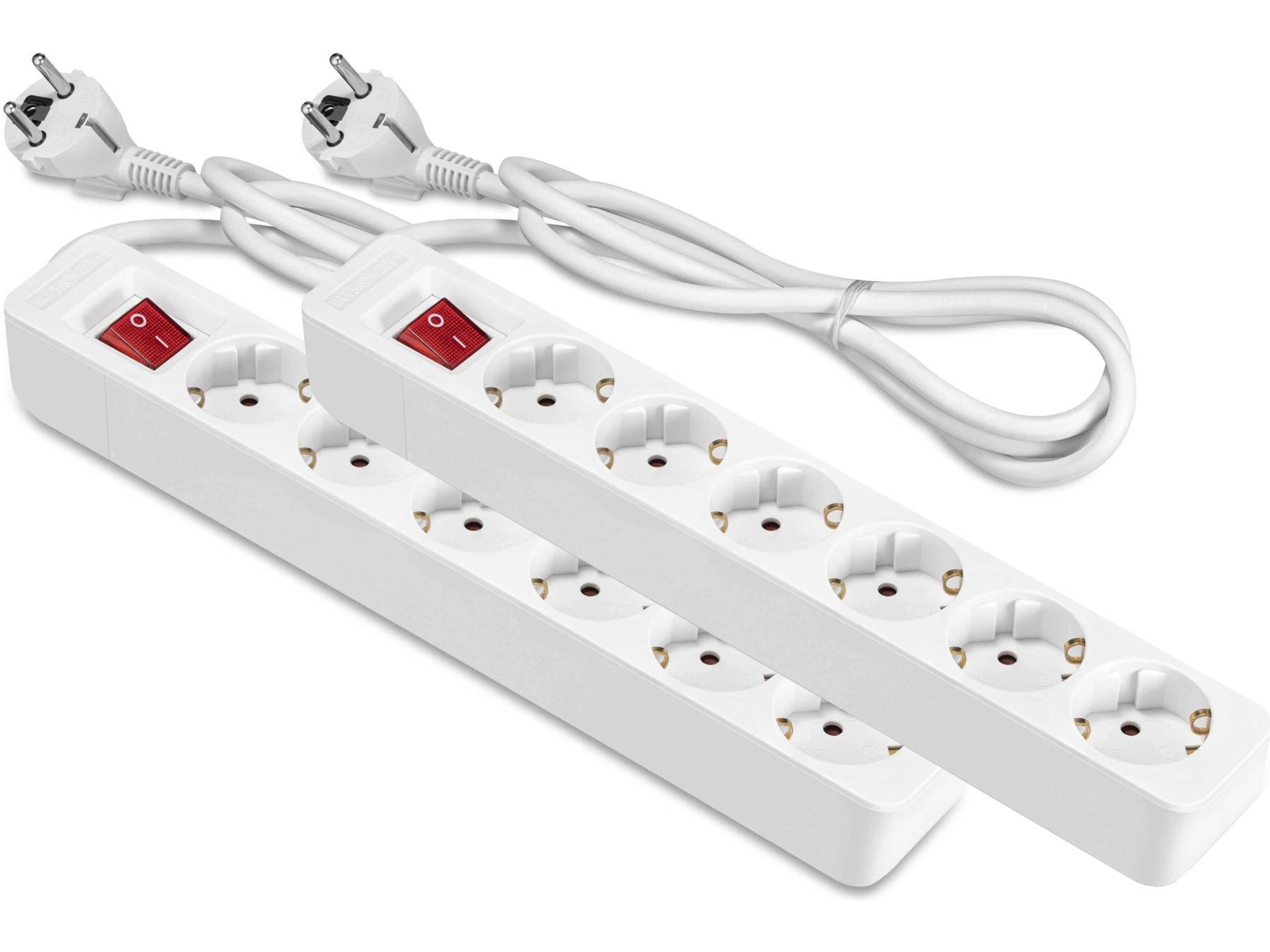 ON 6-vei strømforgrener 1.5m 2-pack Skjøtekabel & forgrener