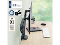 Leitz Ergo Skjermarm dobbel, plassbesparende, 17”-32” flat/buet skjerm Skjermstativ og skjermfeste