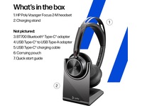 Poly Voyager Focus 2 MS USB-C Headset med ladestativ Trådløse hodesett