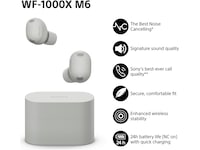 Sony WF-1000XM6 trådløse ørepropper med støydemping (Platinum Silver) Ørepropper