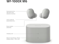 Sony WF-1000XM6 trådløse ørepropper med støydemping (Platinum Silver) Ørepropper