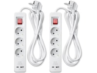 Andersson strømforgrener 3x uttak og 2x USB 1,5m 2pk (hvit) Skjøtekabel & forgrener