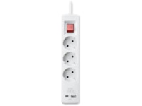 Andersson strømforgrener 3x uttak og 2x USB 1,5m 2pk (hvit) Skjøtekabel & forgrener