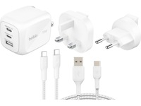 Belkin BoostCharge Pro GaN 70W vegglader + reiseadapter Mobilladere