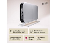 Mill Instant gulvovn 2000W Mec (hvit) Frittstående varmeovner