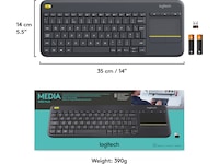 Logitech K400 Plus Trådløs Tastatur Grå Tastatur