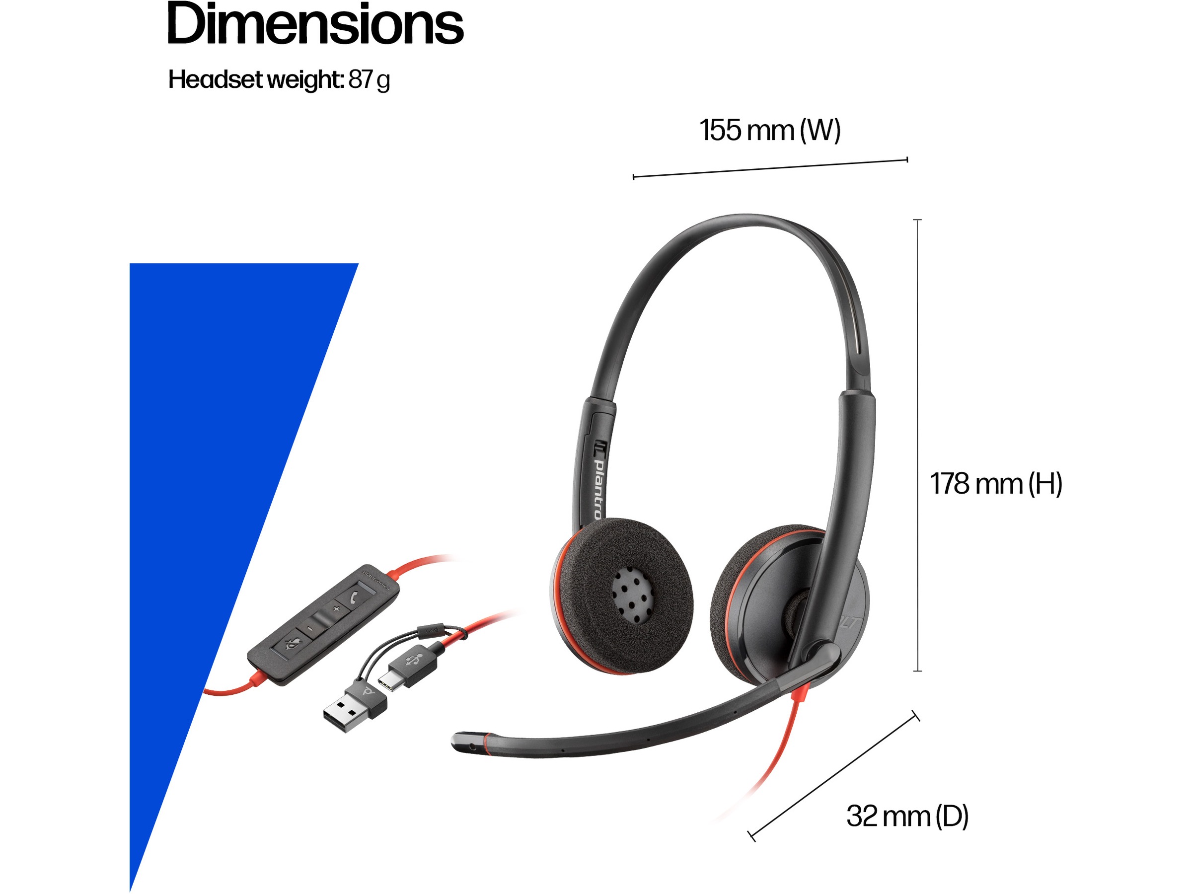 Poly Blackwire MS 3320 USB-C Headset Kablede hodesett
