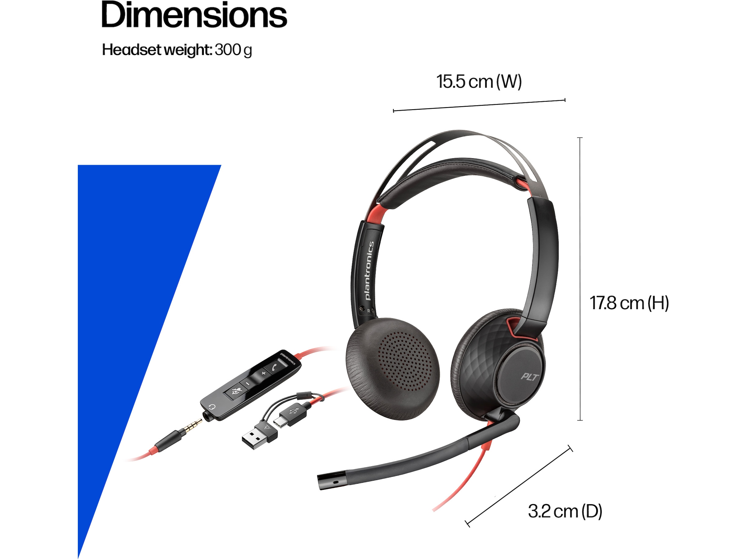 Poly Blackwire 5220 MS Teams USB-C Headset Kablede hodesett