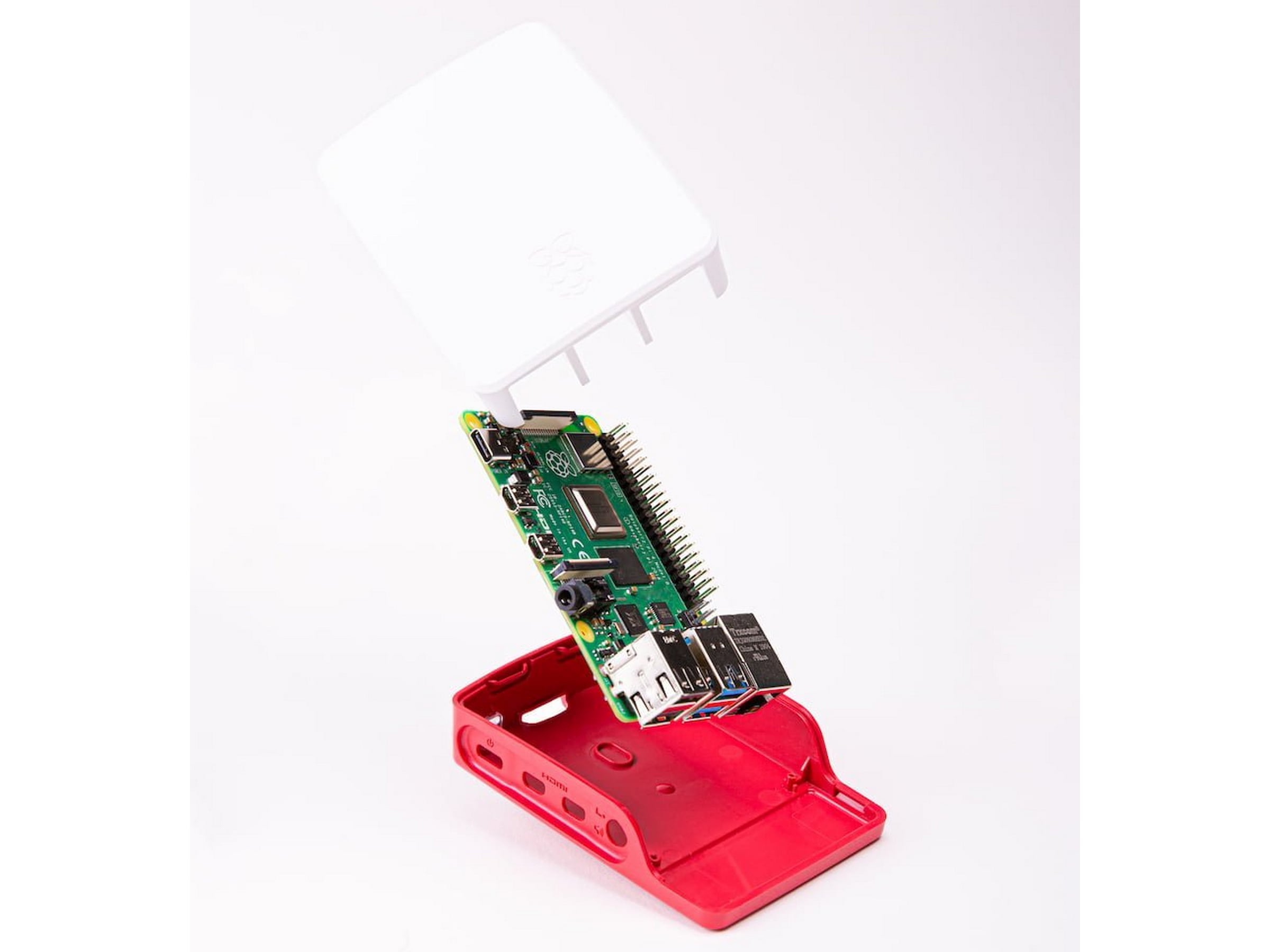 Raspberry Pi 4 B offisiell case (rød/hvit) Tilbehør