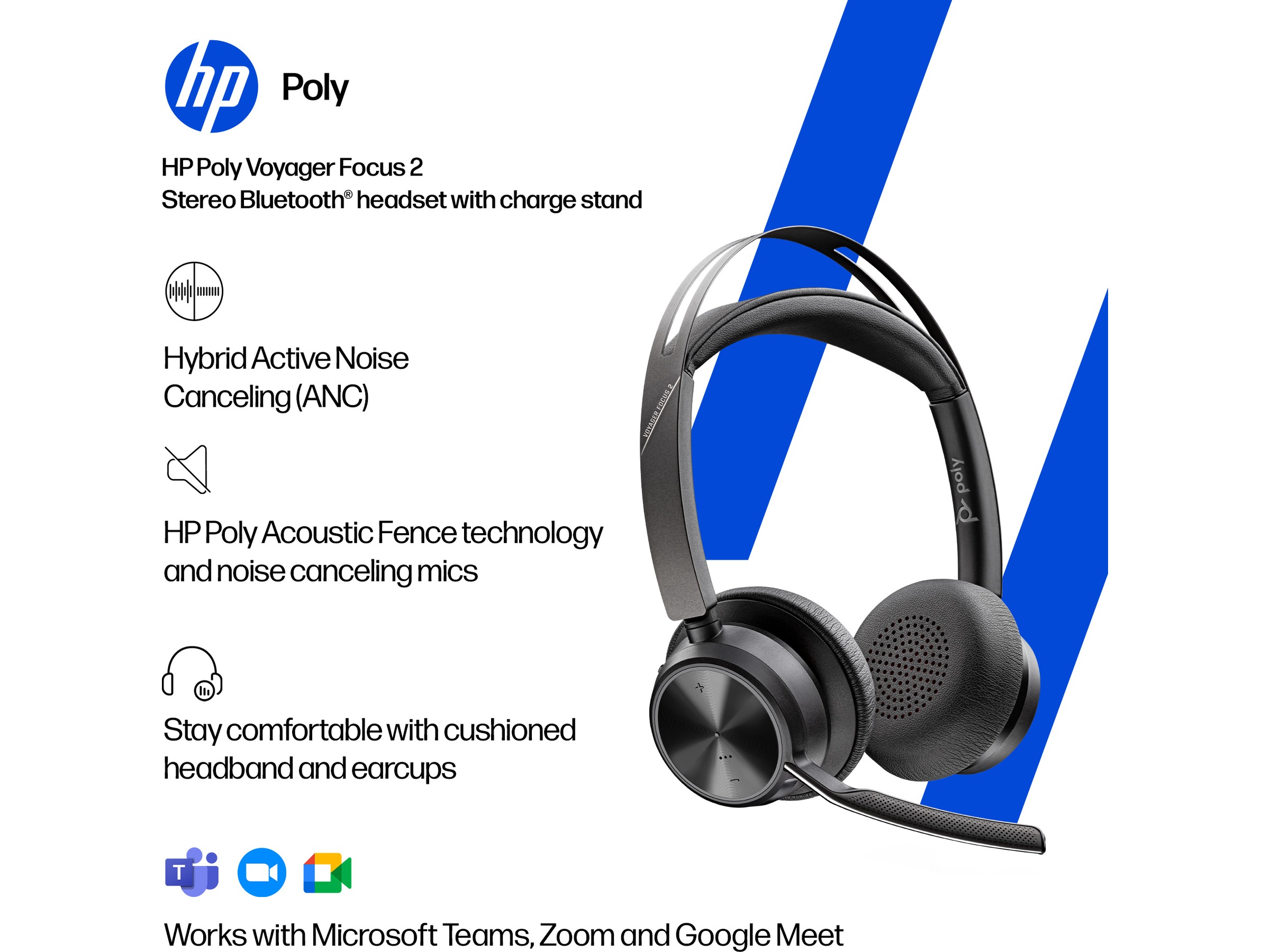 HP Poly Voyager Focus 2 MS USB-C trådløst headset Trådløse hodesett