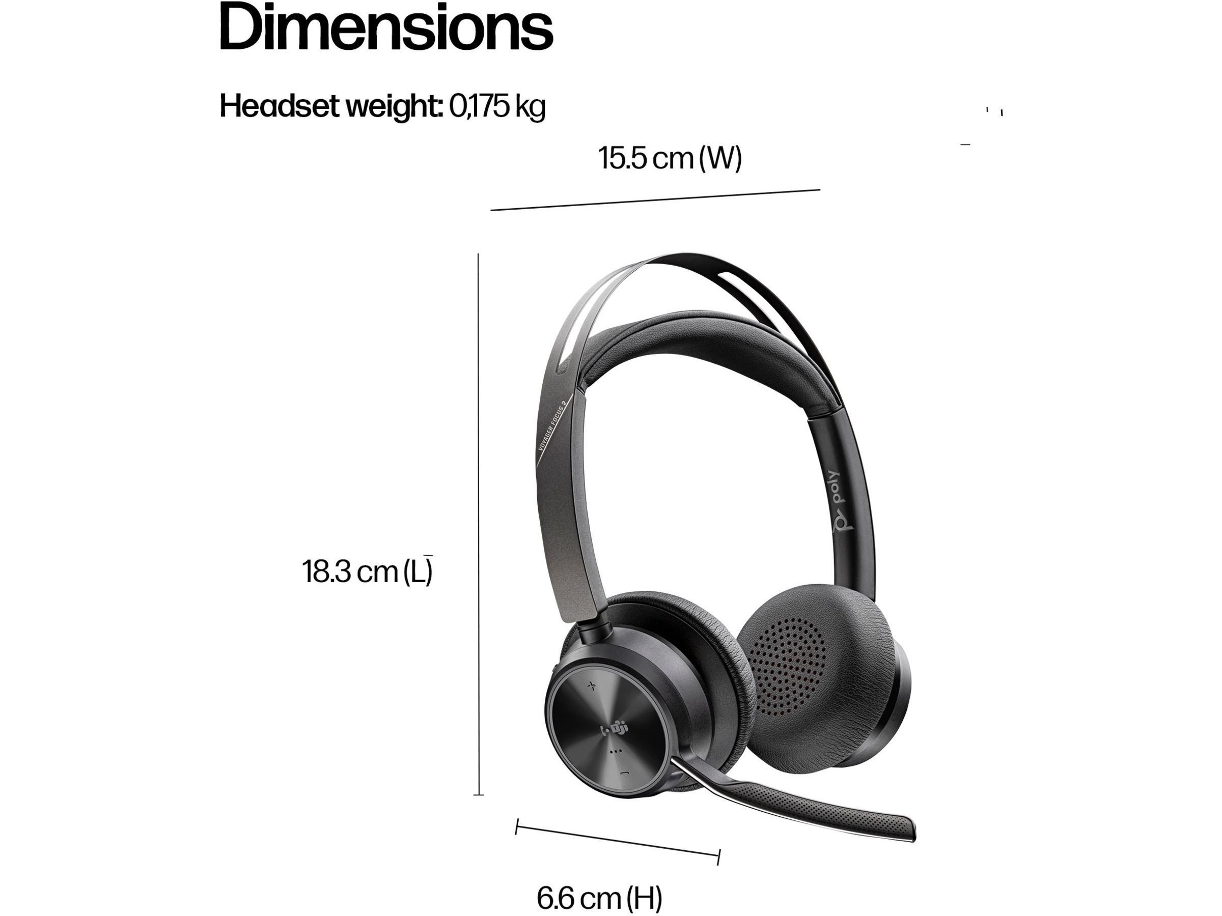 HP Poly Voyager Focus 2 MS USB-C trådløst headset Trådløse hodesett