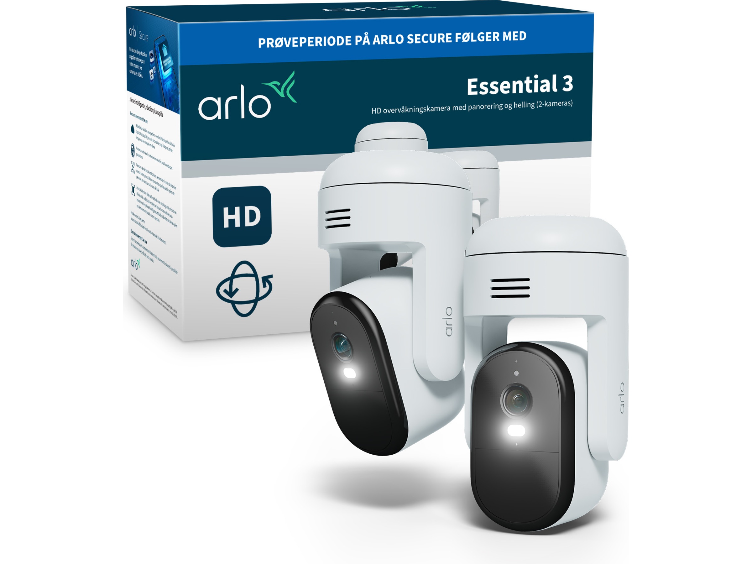 Arlo Essential 3 utendørs overvåkningskamera HD PTZ 2-pack Overvåkningskameraer