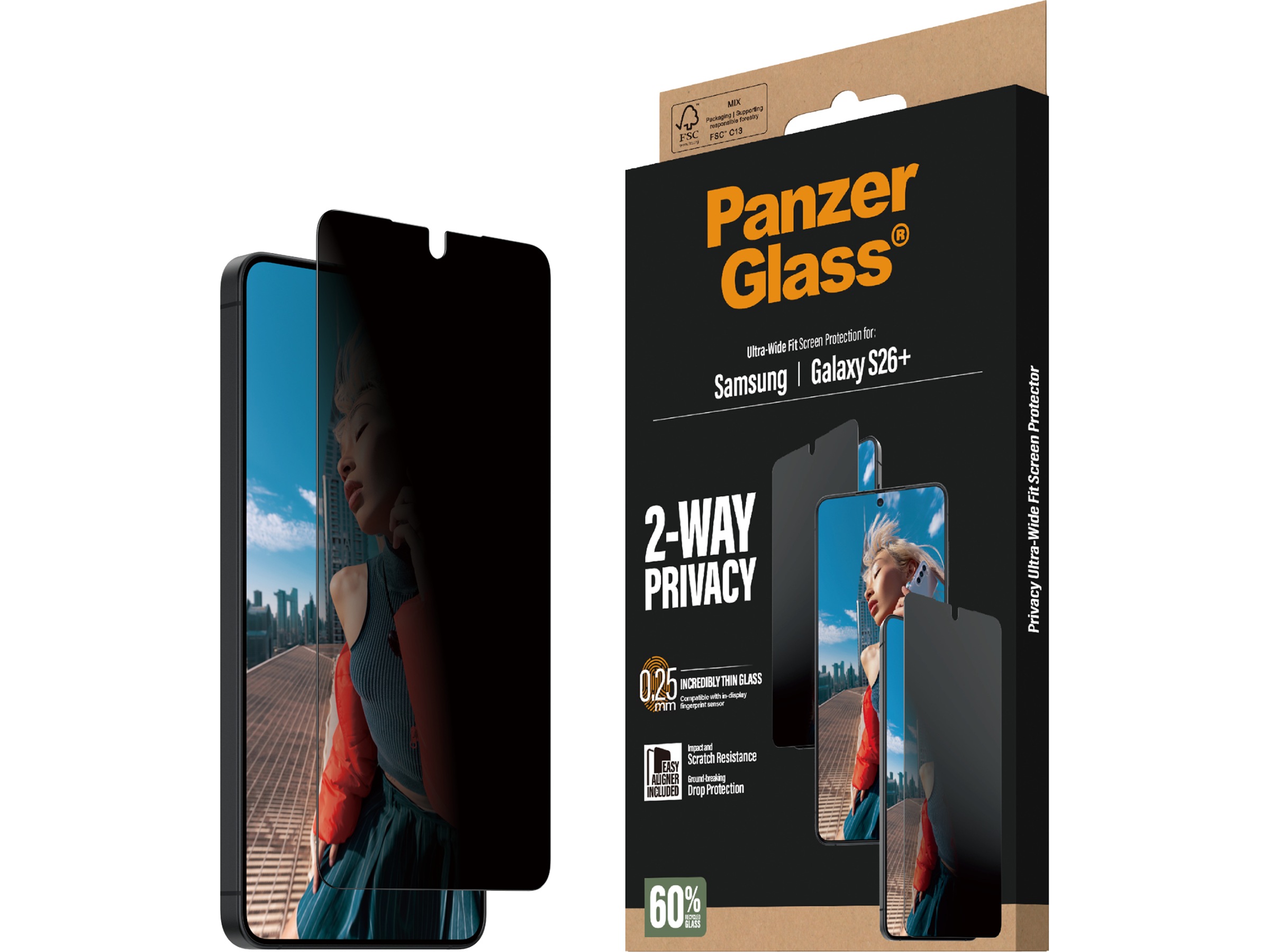 PanzerGlass Galaxy S26+ 2-way Privacy skjermbeskytter Skjermbeskytter