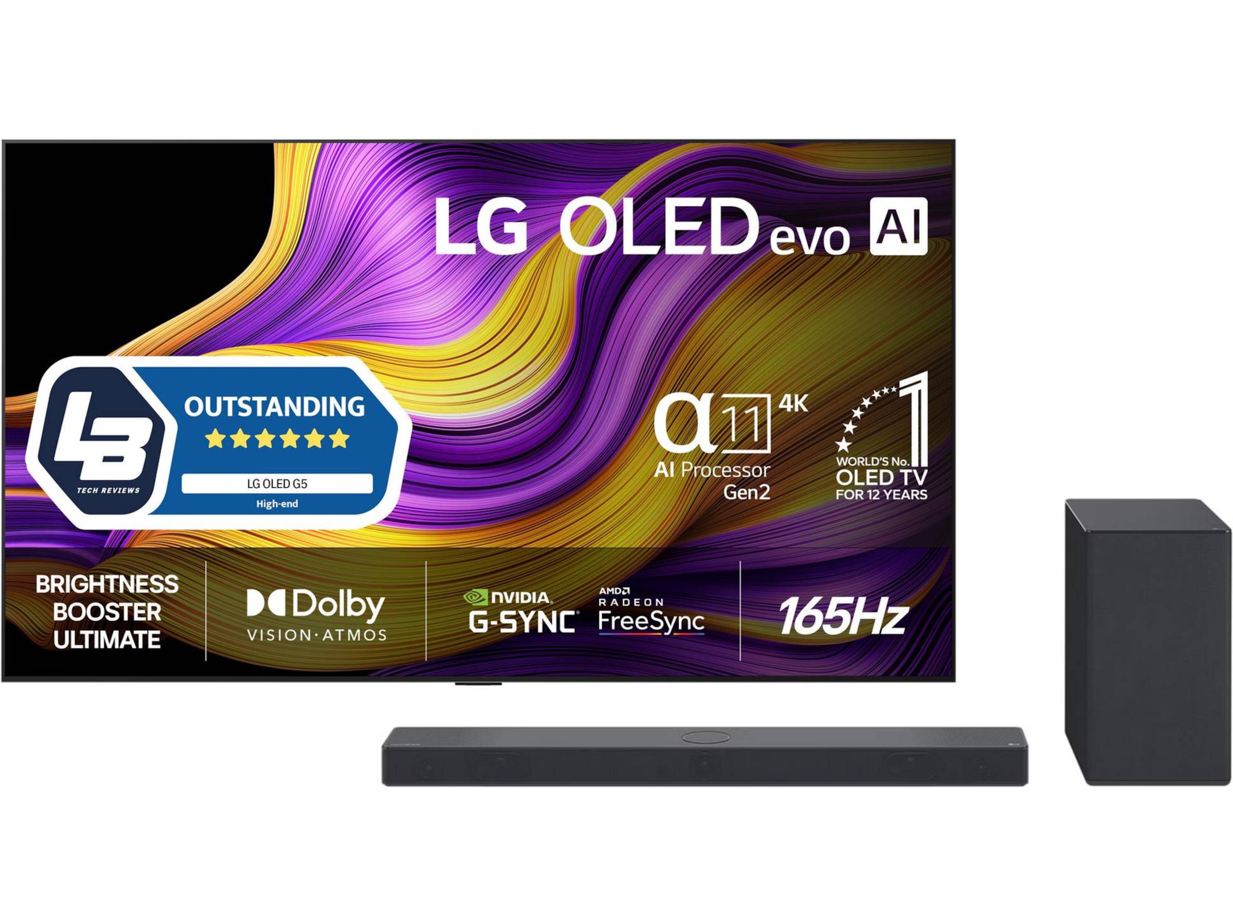 LG 77" G5 AI 4K OLED smart-TV (2025) + lydplanke 70 - 79 tommer TV