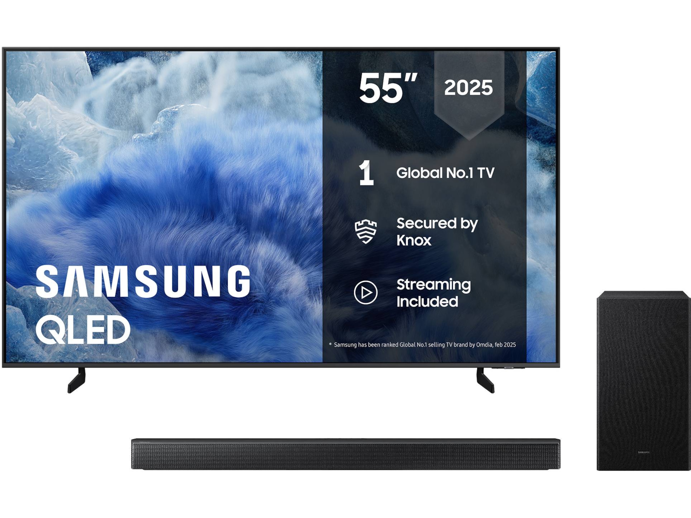 Samsung 55" Q8FA QLED 4K smart-TV (2025) + lydplanke 50 - 59 tommer TV