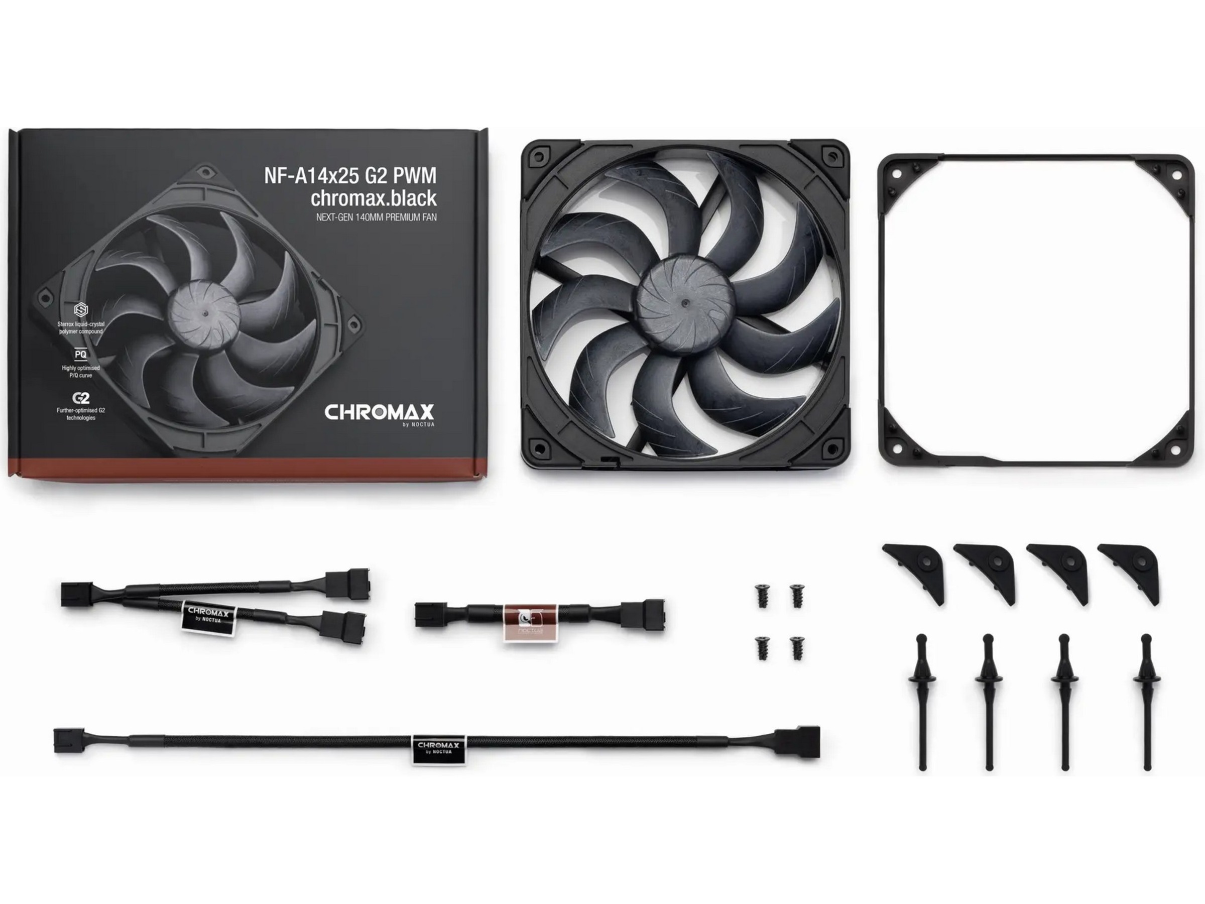 Noctua NF-A14x25 G2 PWM chromax.black Vifte Vifter