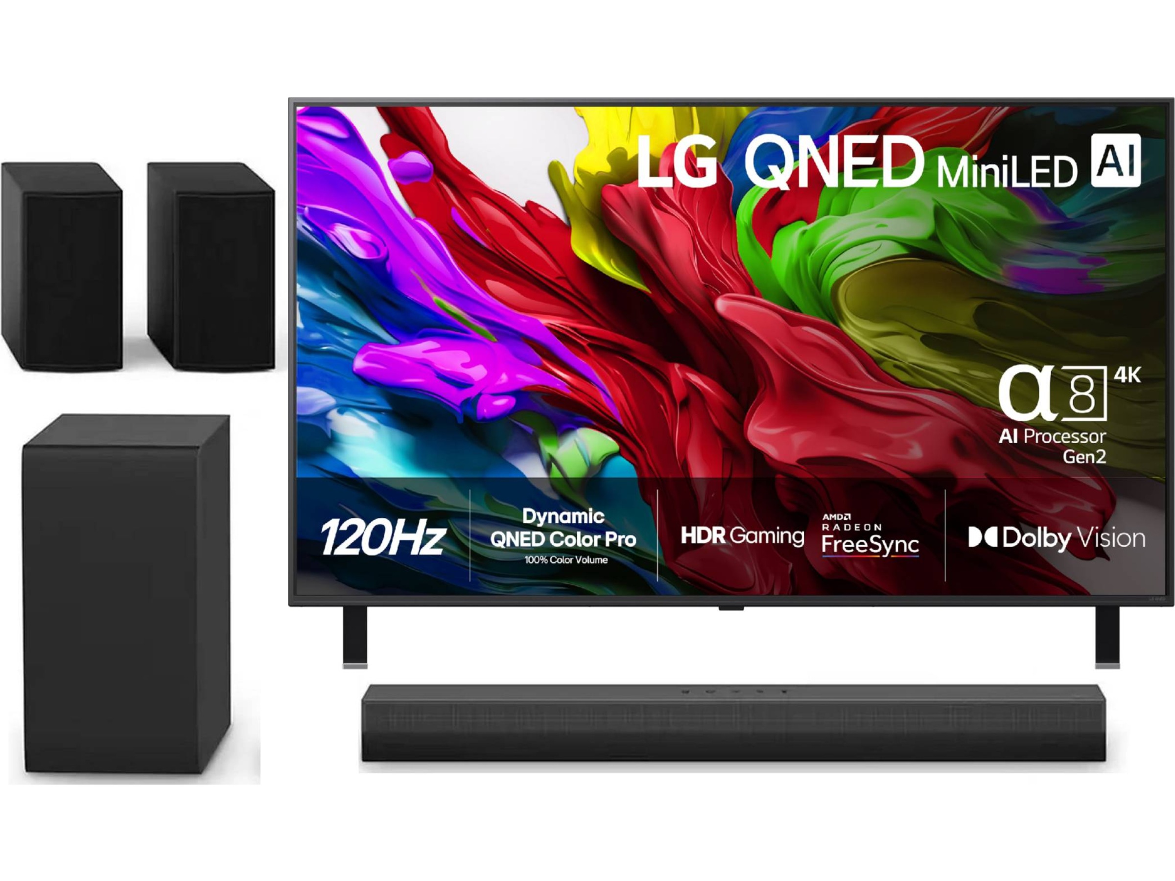 LG 55'' QNED85 evo AI MiniLED 4k smart-TV (2025) + soundbar 60 - 69 tommer TV