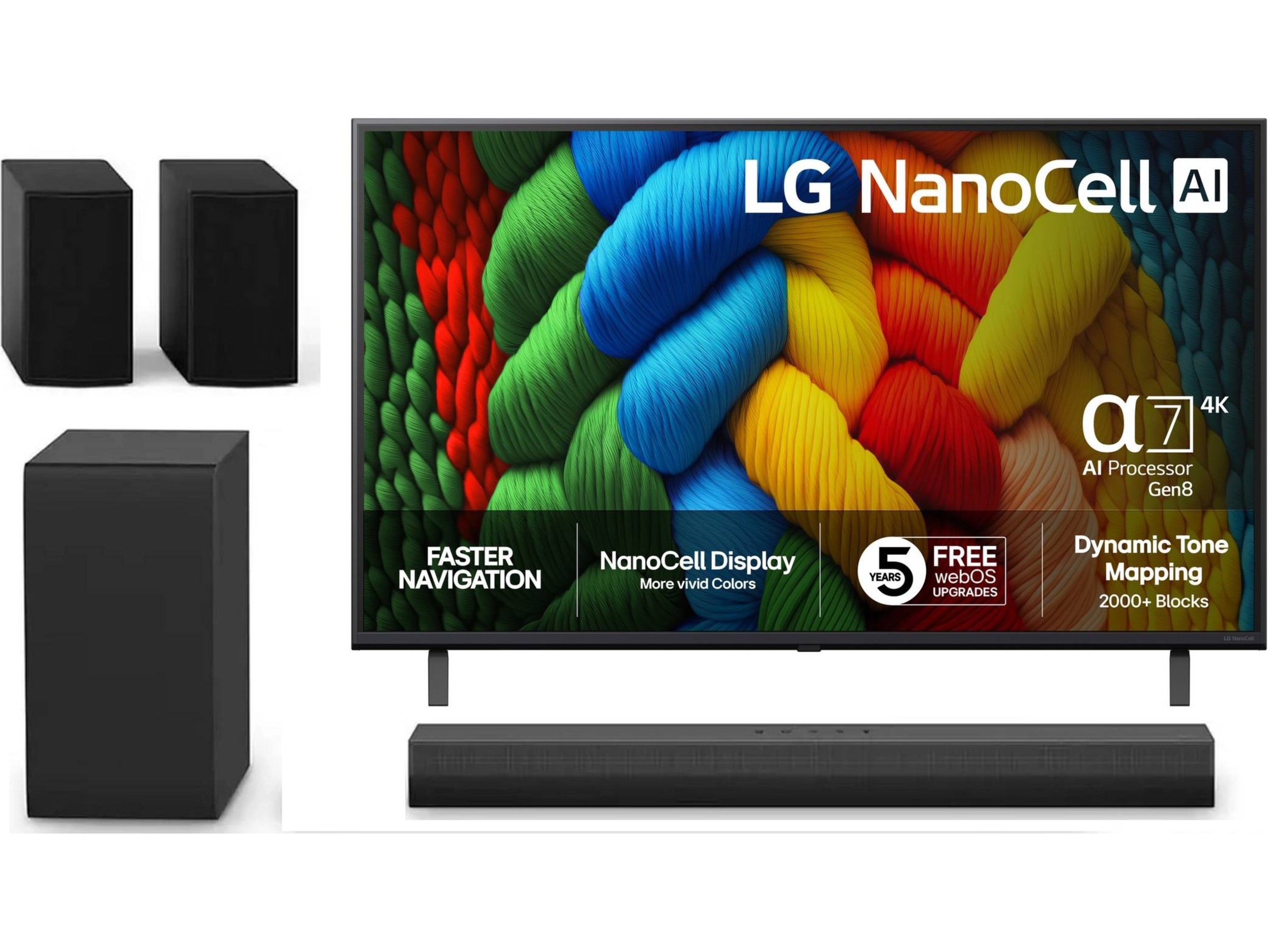 LG 43" NANO80 AI 4K NanoCell smart-TV (2025) + soundbar 60 - 69 tommer TV