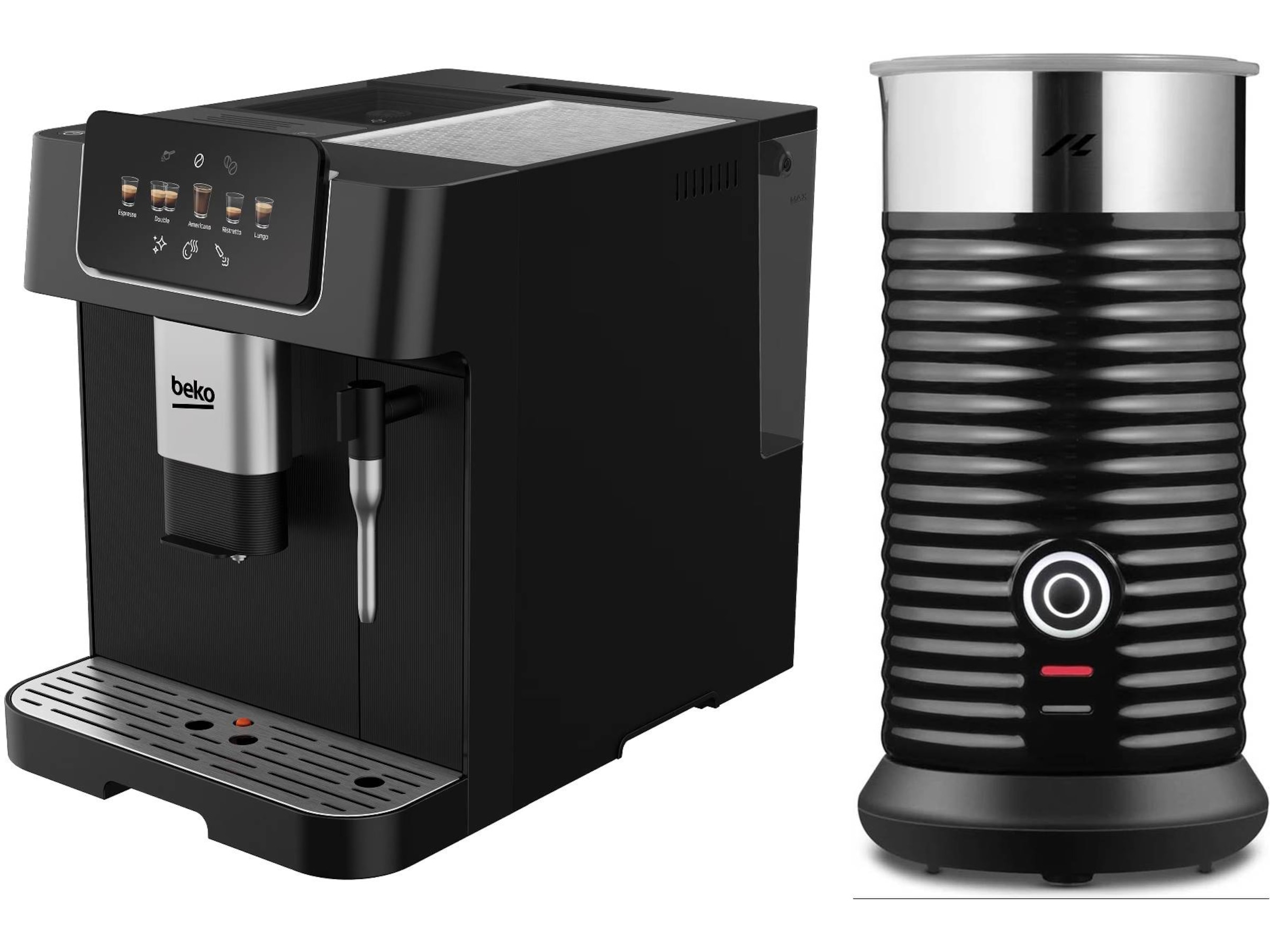 Beko CEG 7302 B helautomatisk espressomaskin (sort) + melkeskummer Espressomaskiner