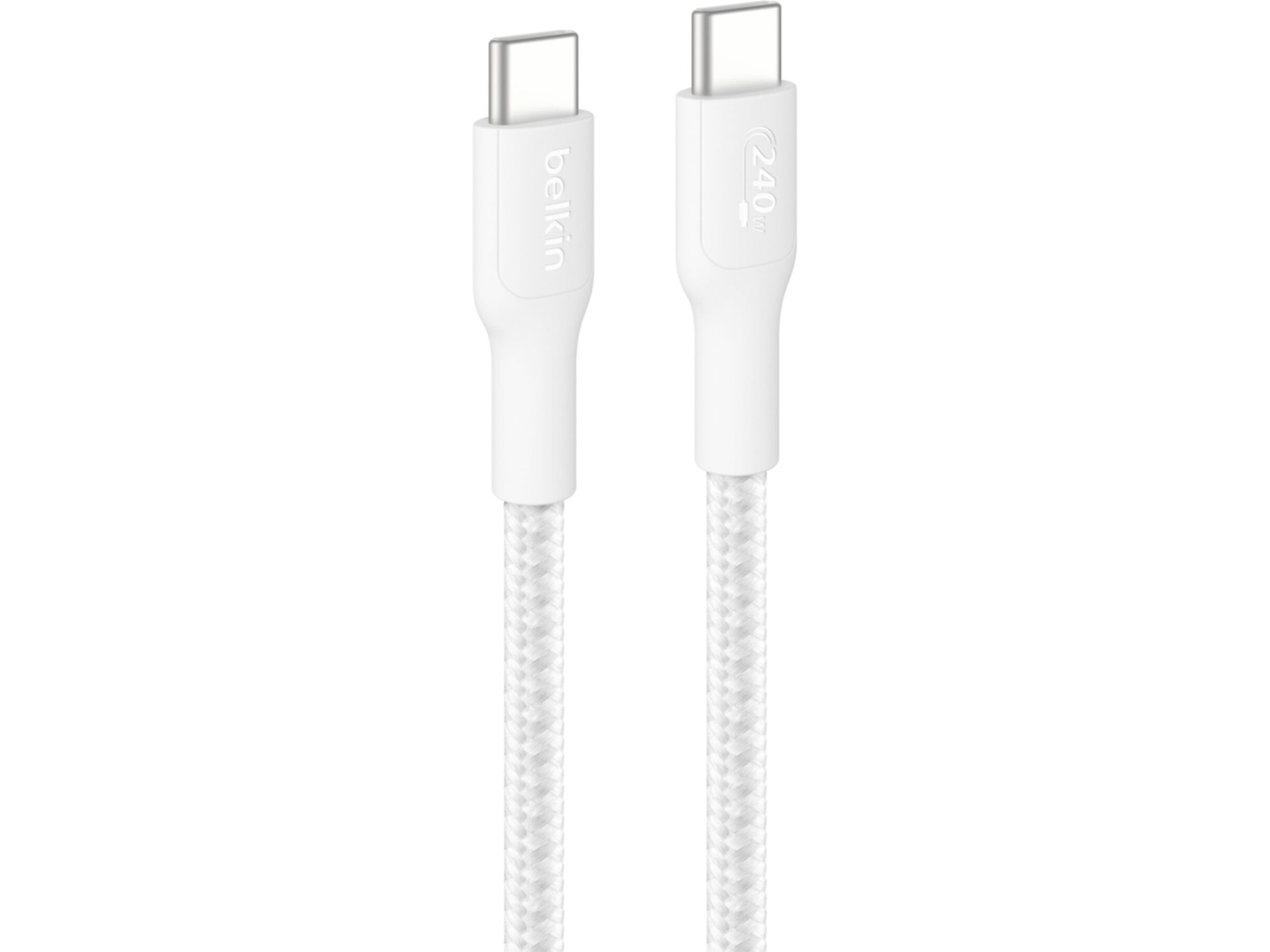 Belkin 240W USB-C flettet kabel 2m (hvit) USB-kabler