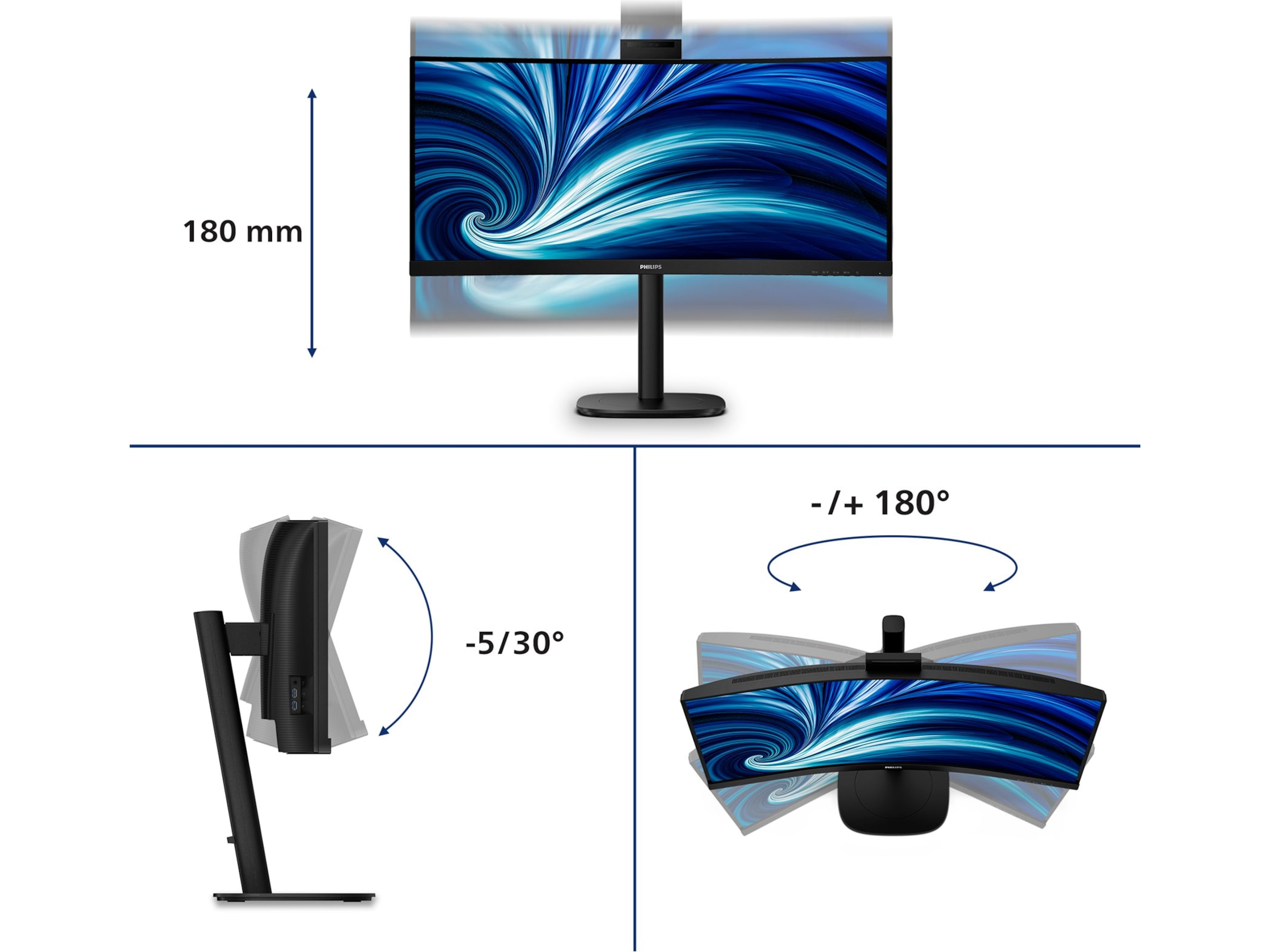 Philips 34" curved skjerm 34B2U3600CH/00 Skjermer