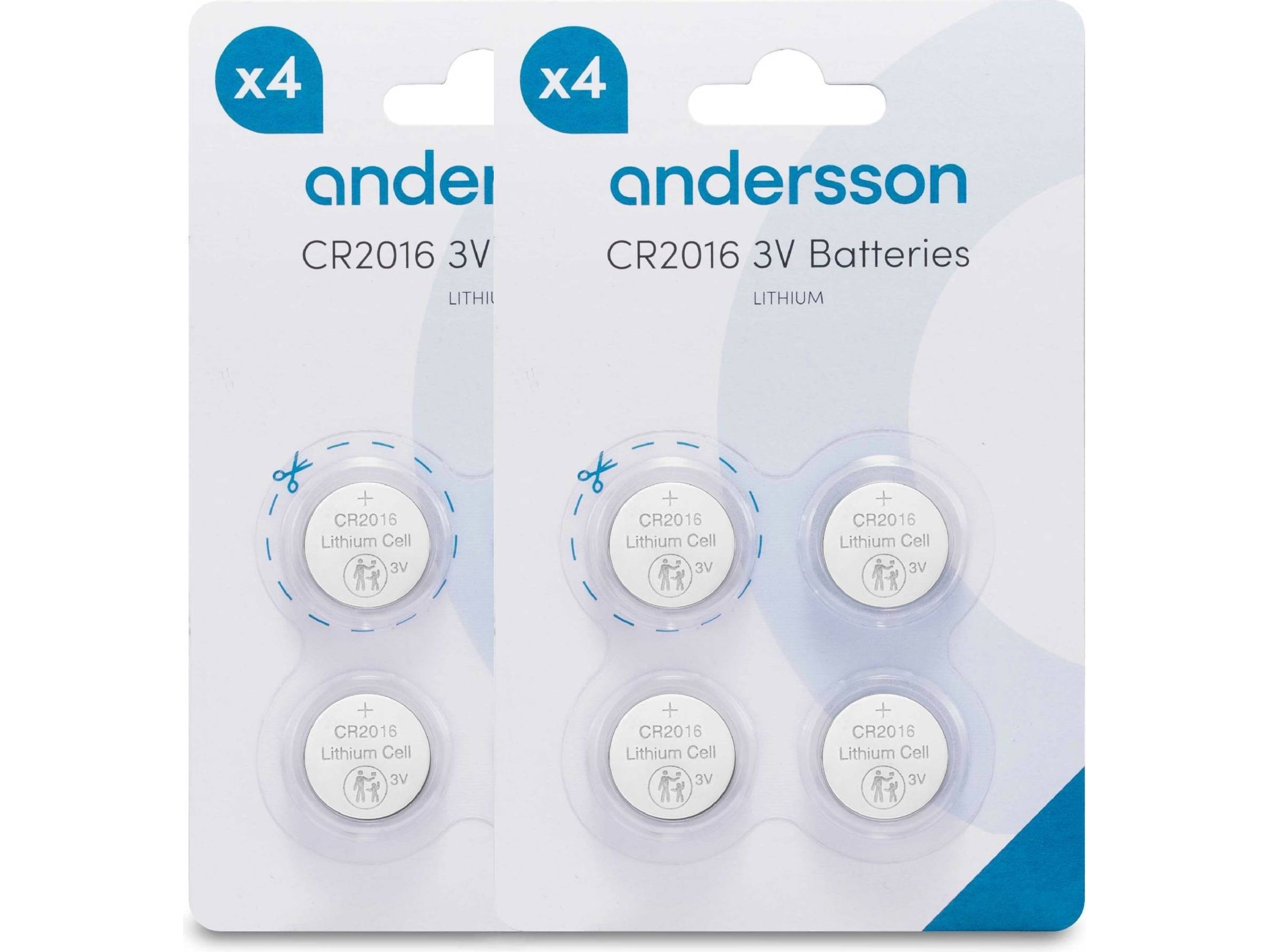 Andersson CR2016 litiumbatteri, 2x4-pk Batterier til generell bruk