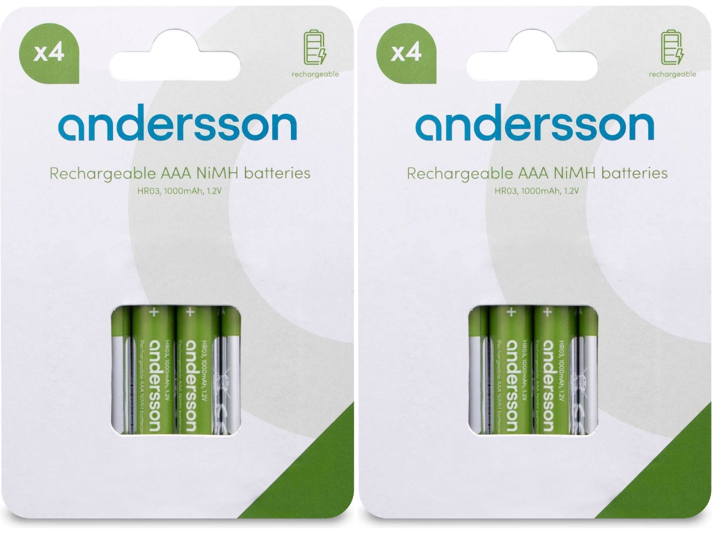 Andersson oppladbare AAA batteri, 2x4-pk Batterier til generell bruk