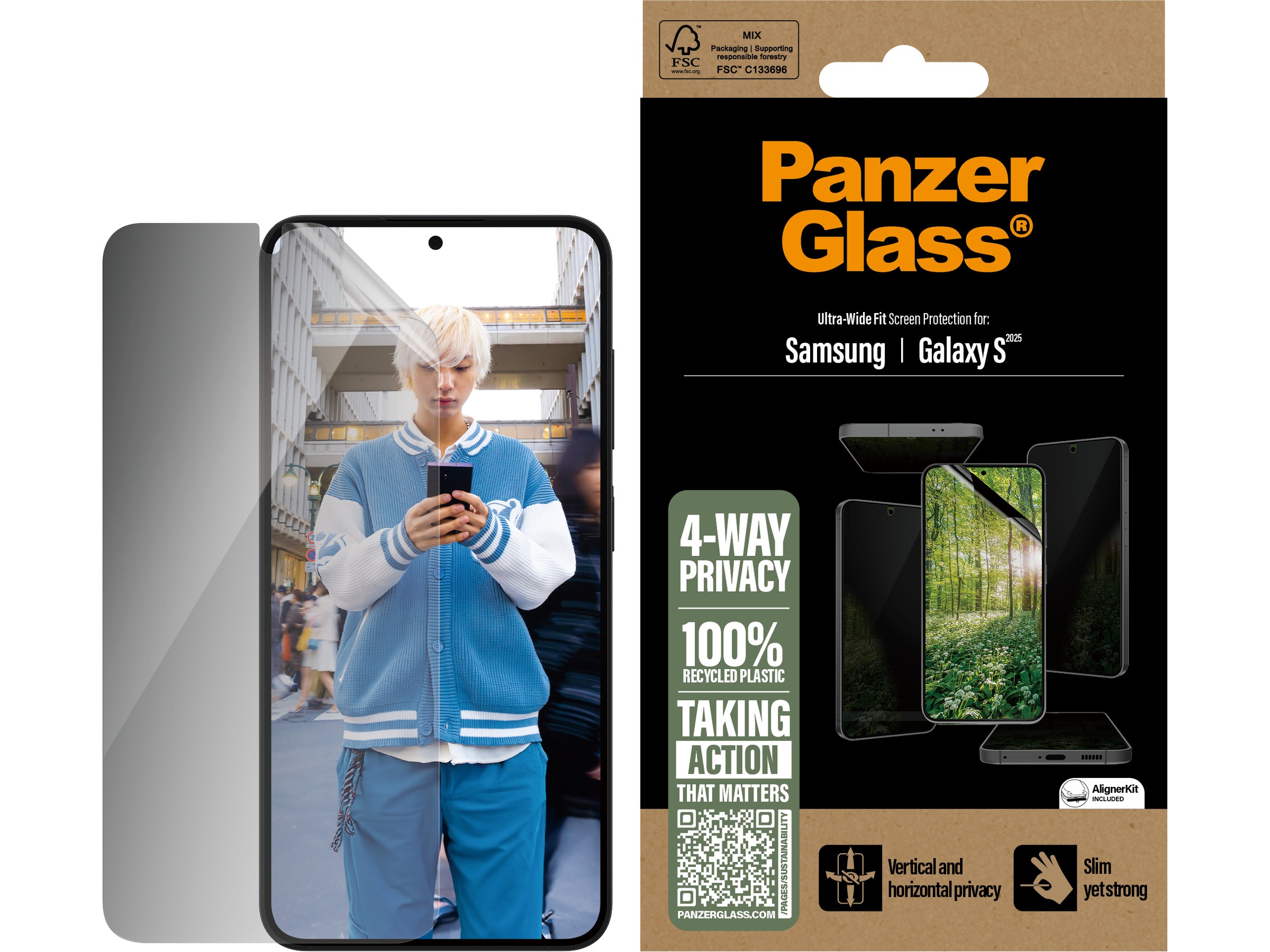 PanzerGlass Galaxy S25/S24 ECO MATRIX 4veis Privacy skjermbeskytter Skjermbeskytter