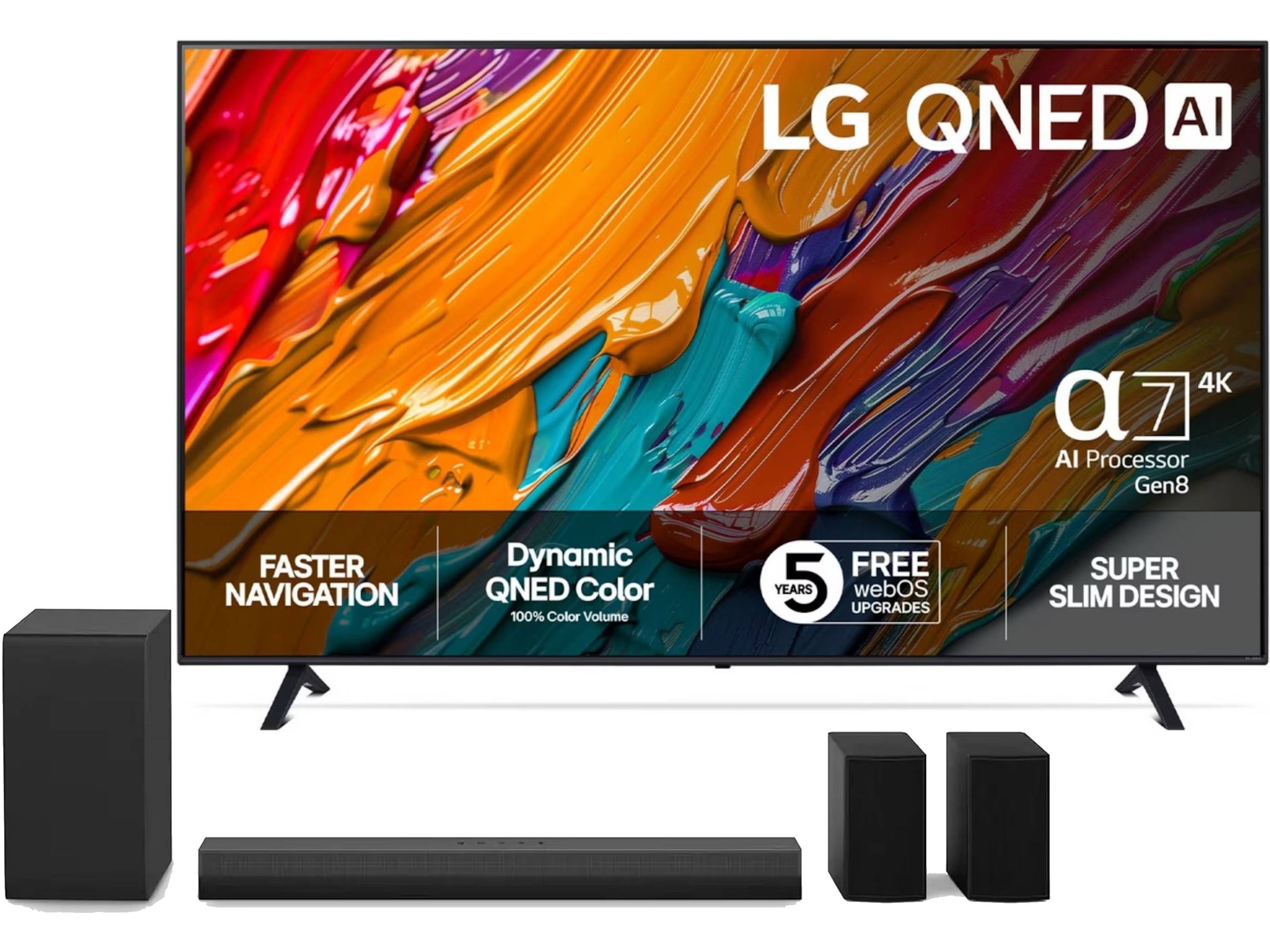 LG 75'' QNED7E AI 4k 75QNED7EA6B (2025) + soundbar 20 - 49 tommer TV