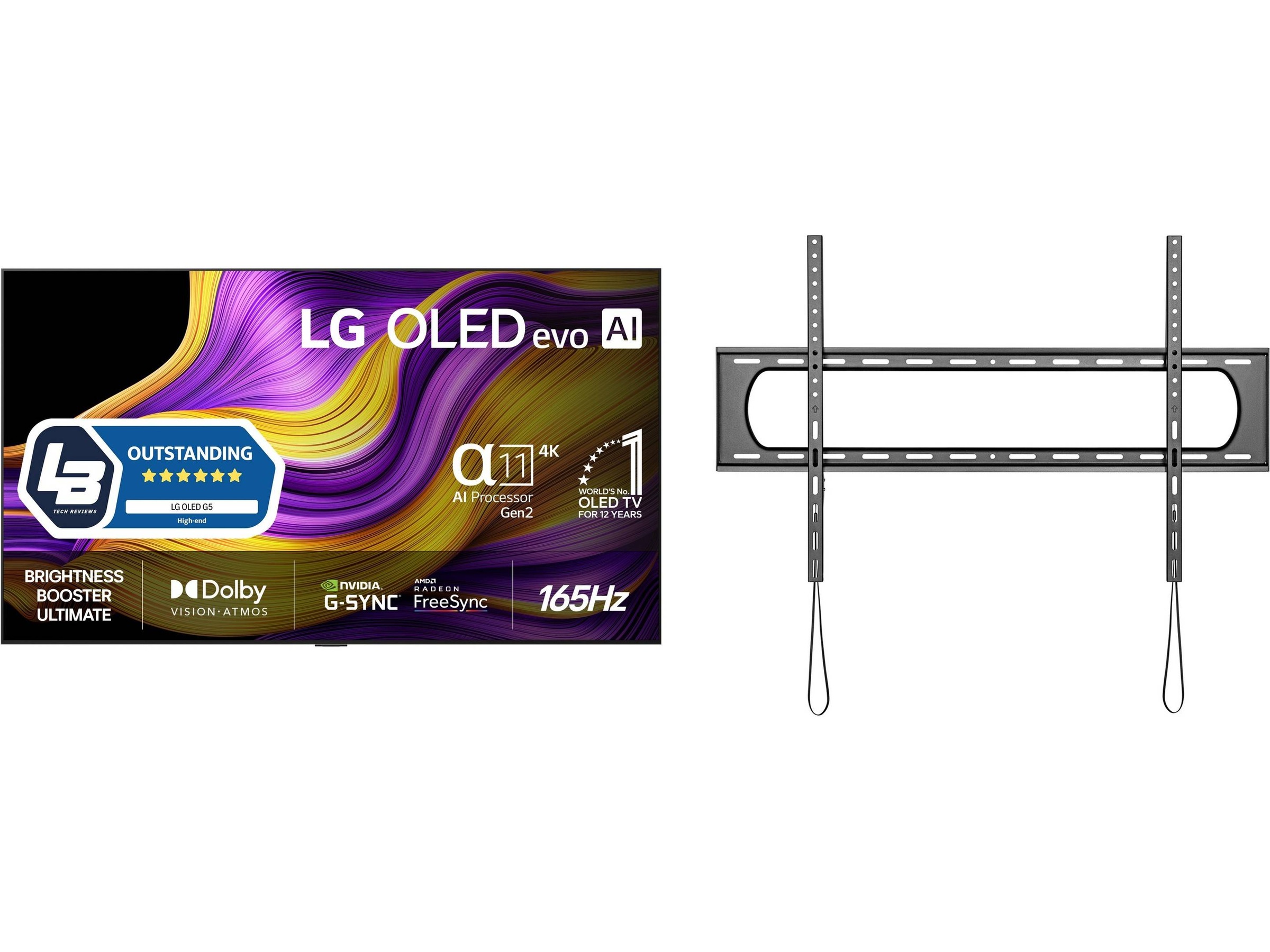 LG 65" G5 AI 4K OLED Smart TV (2025) + veggfeste 60 - 69 tommer TV